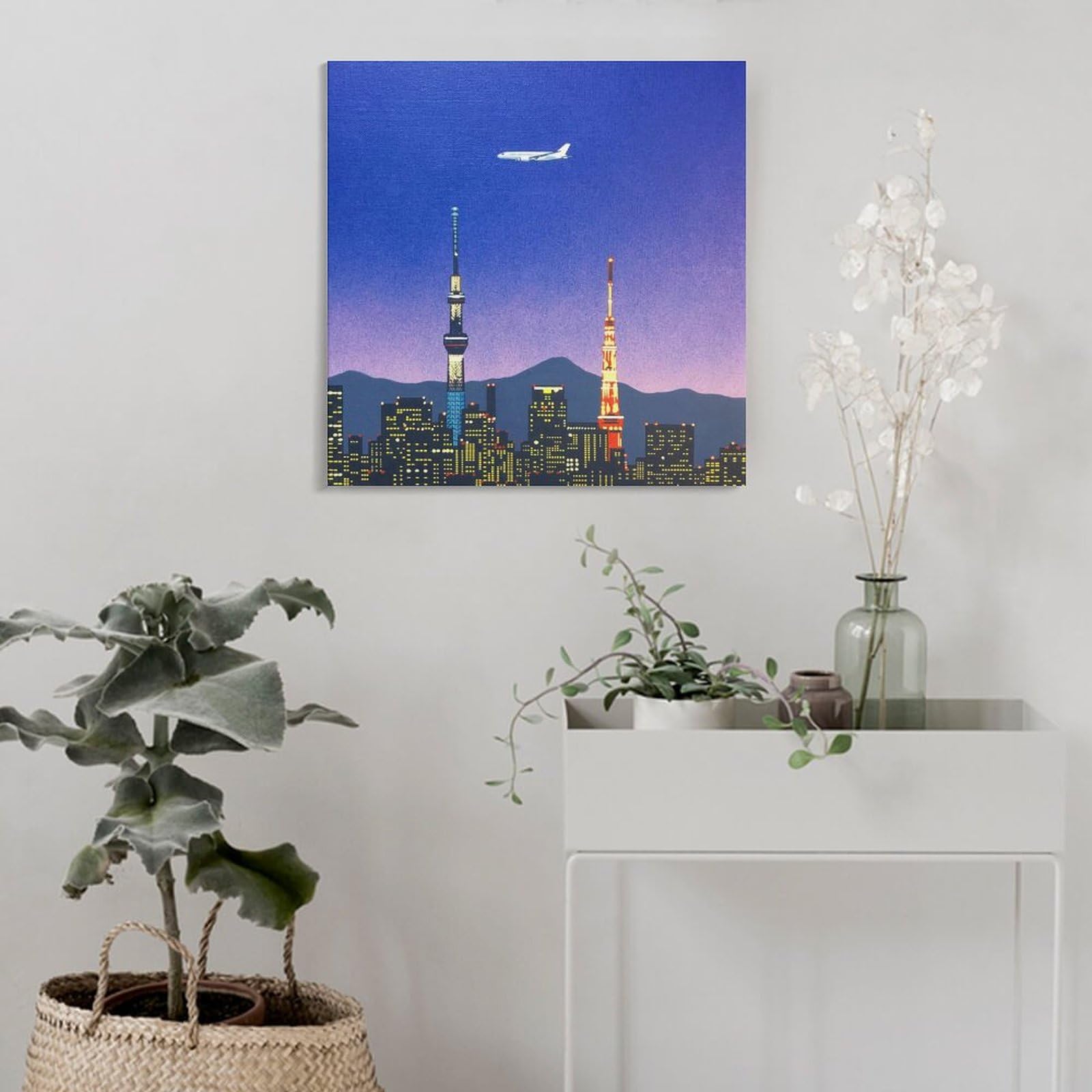 Amazon.co.jp: 画家永井博 夏の風景都会の夜景飛行機ポスター プリント