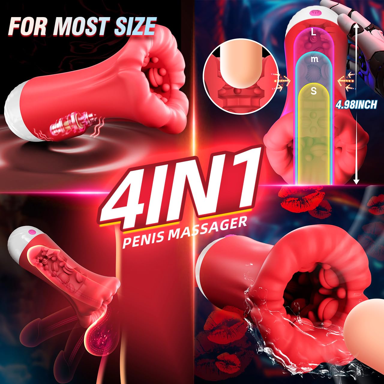Masturbateurs Masculins Sex Toys-Sextoys pour hommes, Vibromasseur masculin avec 9 modes de vibration 12,5 cm, Automatique Masturbâteur Homme Mains Libres Vibration 3D Silicone, Sex Toýs Homme