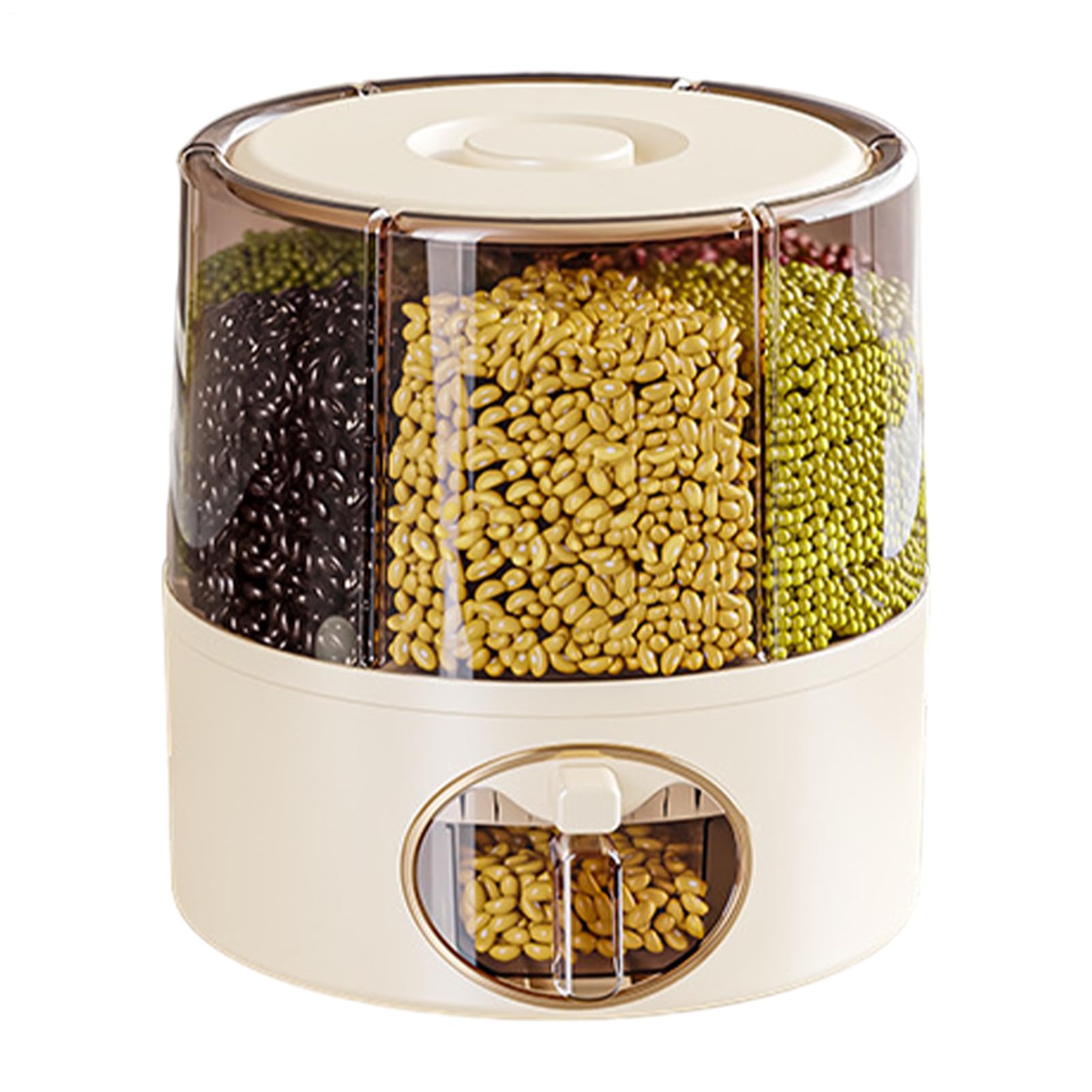 Distributore di riso a 6 griglie, contenitore girevole per cereali e riso | contenitore sigillato per alimenti in grani, secchio da cucina, dispenser con uscita con un per casa, hotel, campeggio