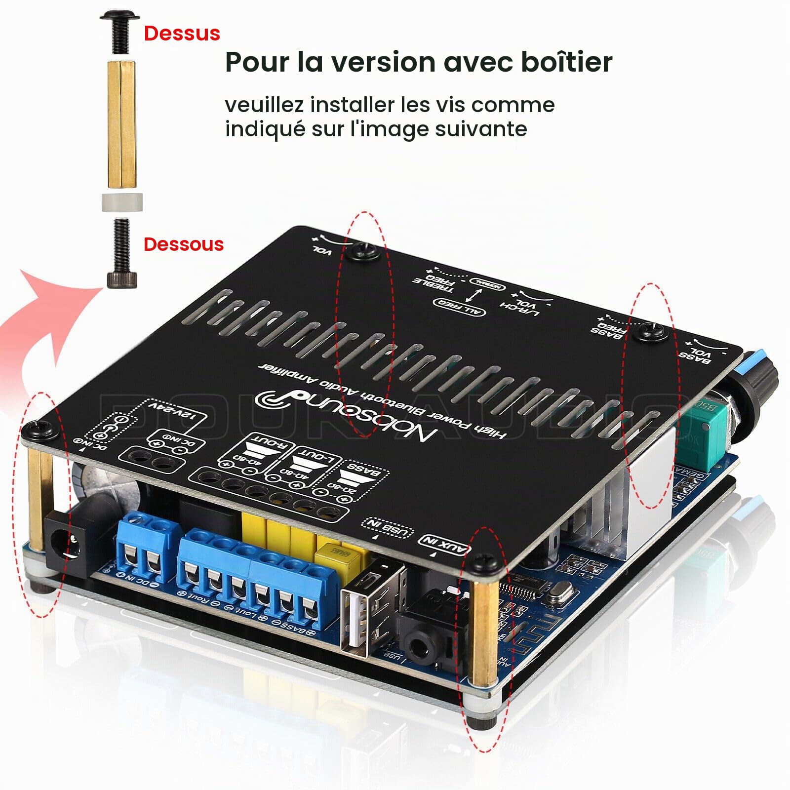 Nobsound - HiFi 2.1 - Amplificateur de puissance classe D - Avec canaux Bluetooth 5.0