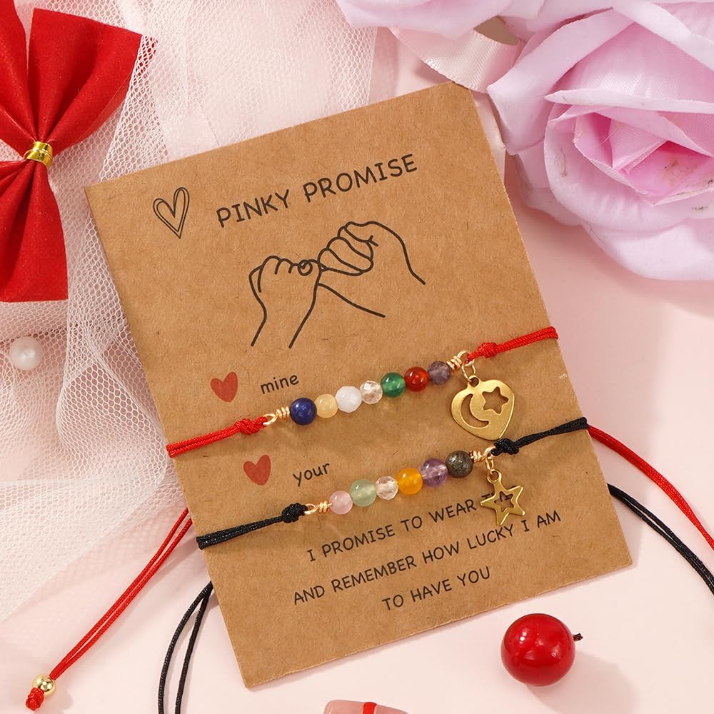 Gold Heart Red String Matching Beaded Strand Couple Bracelets for Women,Stackable Charm Beads Friendship Jewelry Gift for Him Valentines Day - Image 4