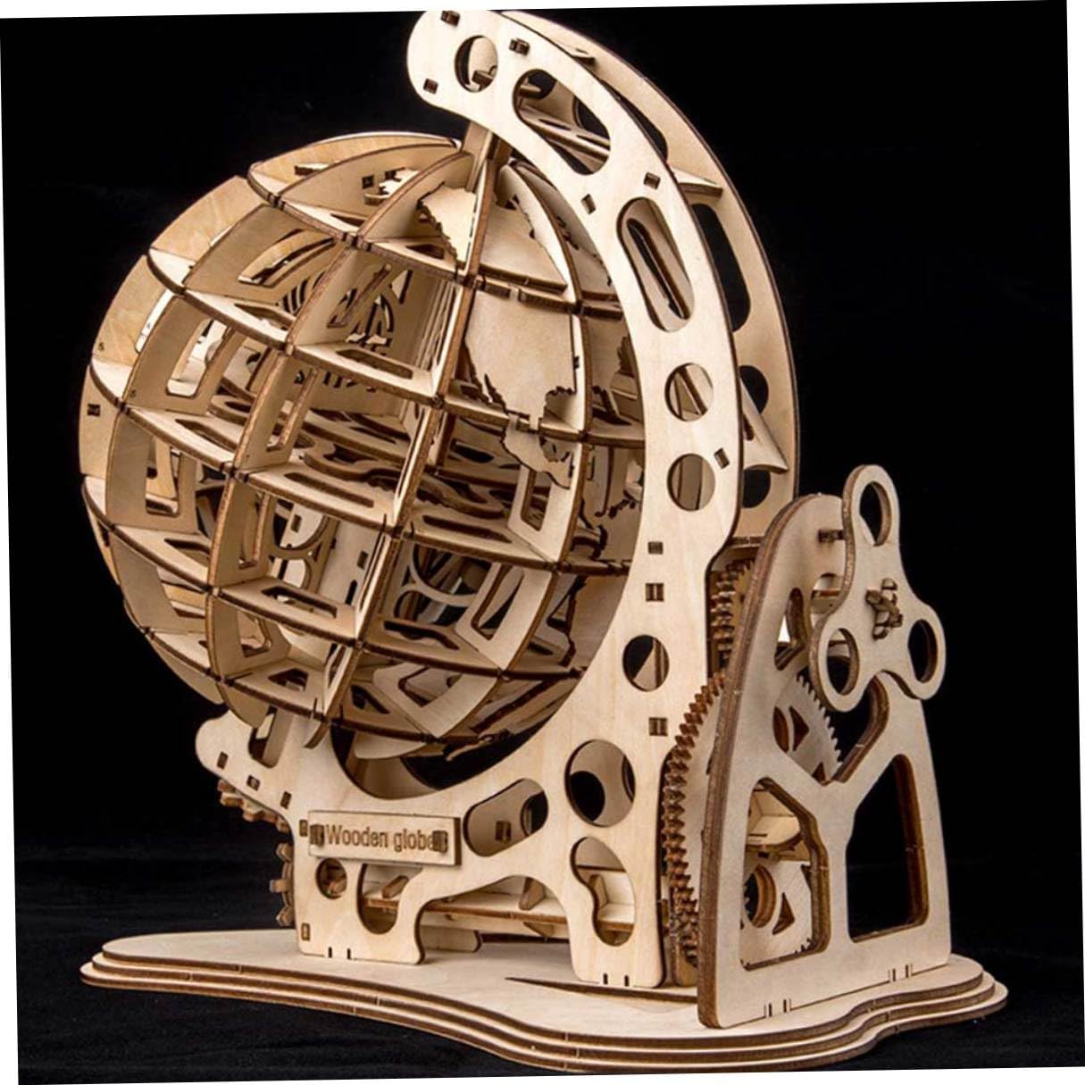 Ornement Bois DIY Forme de Globe Créatif Décoration de Bureau Unique et Accessoire de Bricolage pour Activités Manuelles et Décor Maison