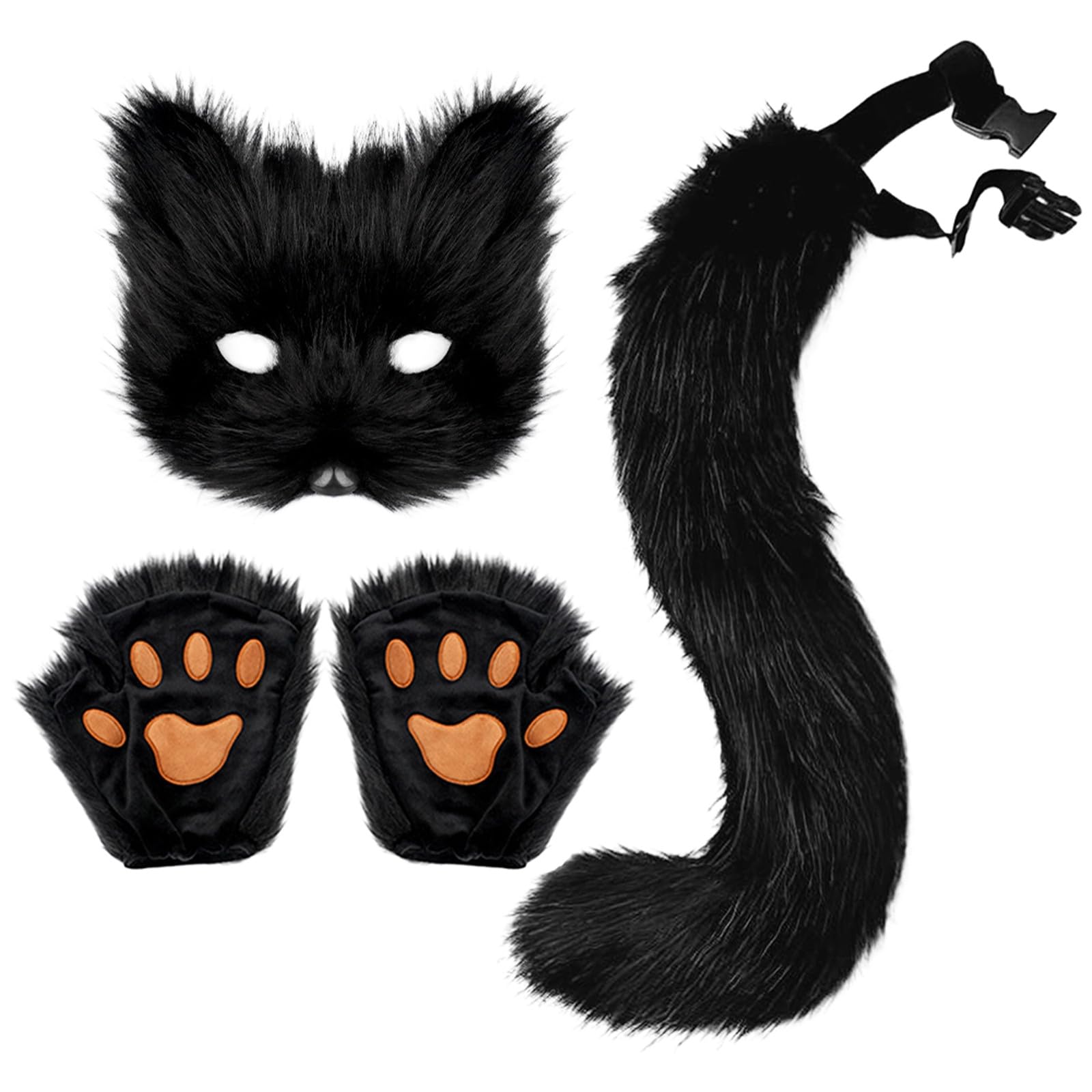 Set Di Costumi Da Gatto Per Cosplay, Orecchie Di Gatto Pelose E Peluche Fascia Per Capelli Copricapo~p156850847