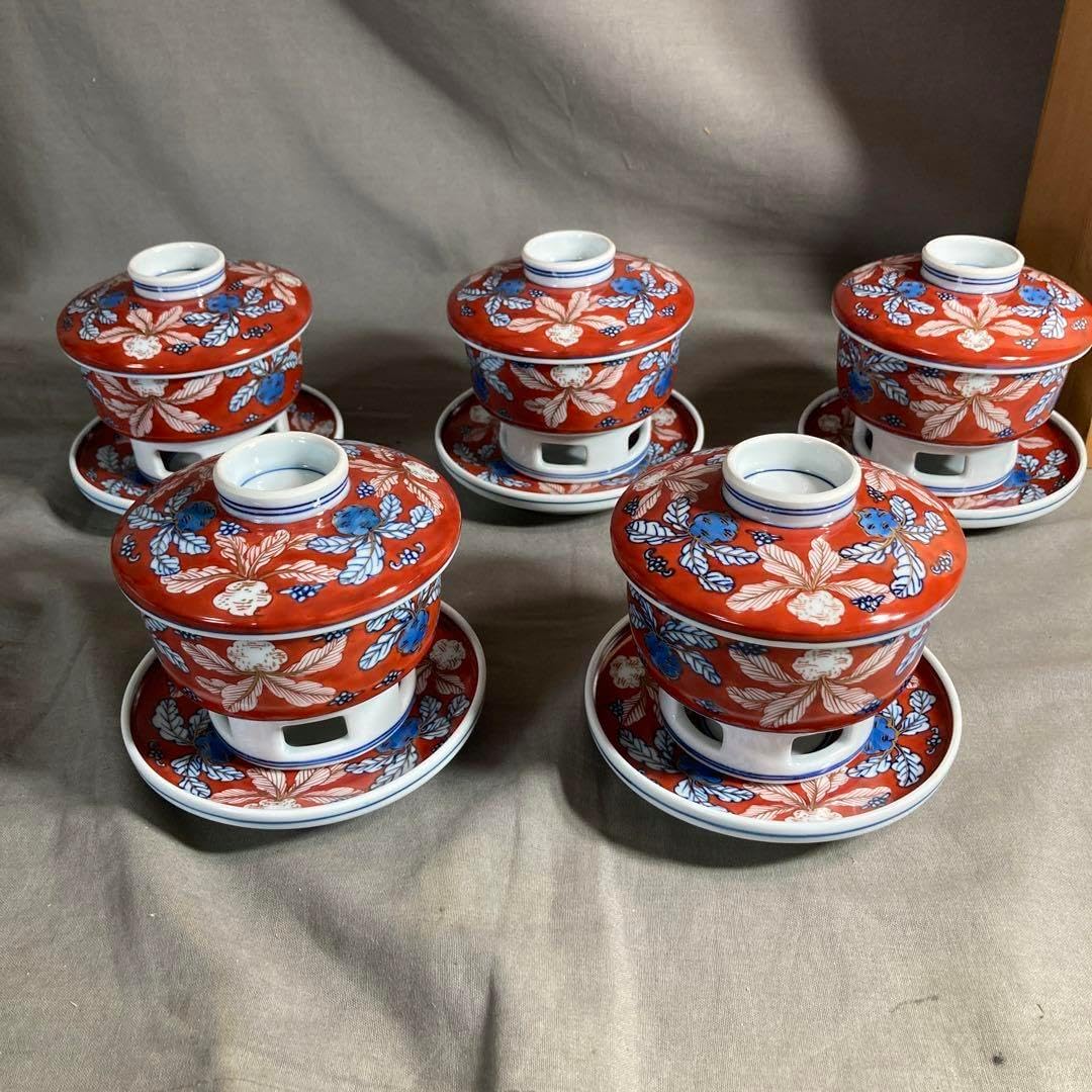 【源右衛門】古伊万里の伝統　日本の銘窯　源右衛門作　染錦古伊万里蕪絵　蒸碗揃 源右衛門古伊万里の伝統 日本の銘窯 源右衛門作 染錦古伊万里蕪