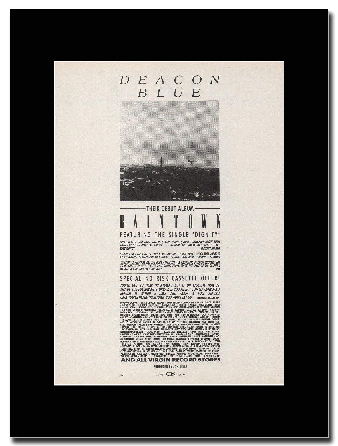 - Deacon Blue - Debut Album Raintown - Matted Mounted Magazine Promotional Artwork on a Black Mount
