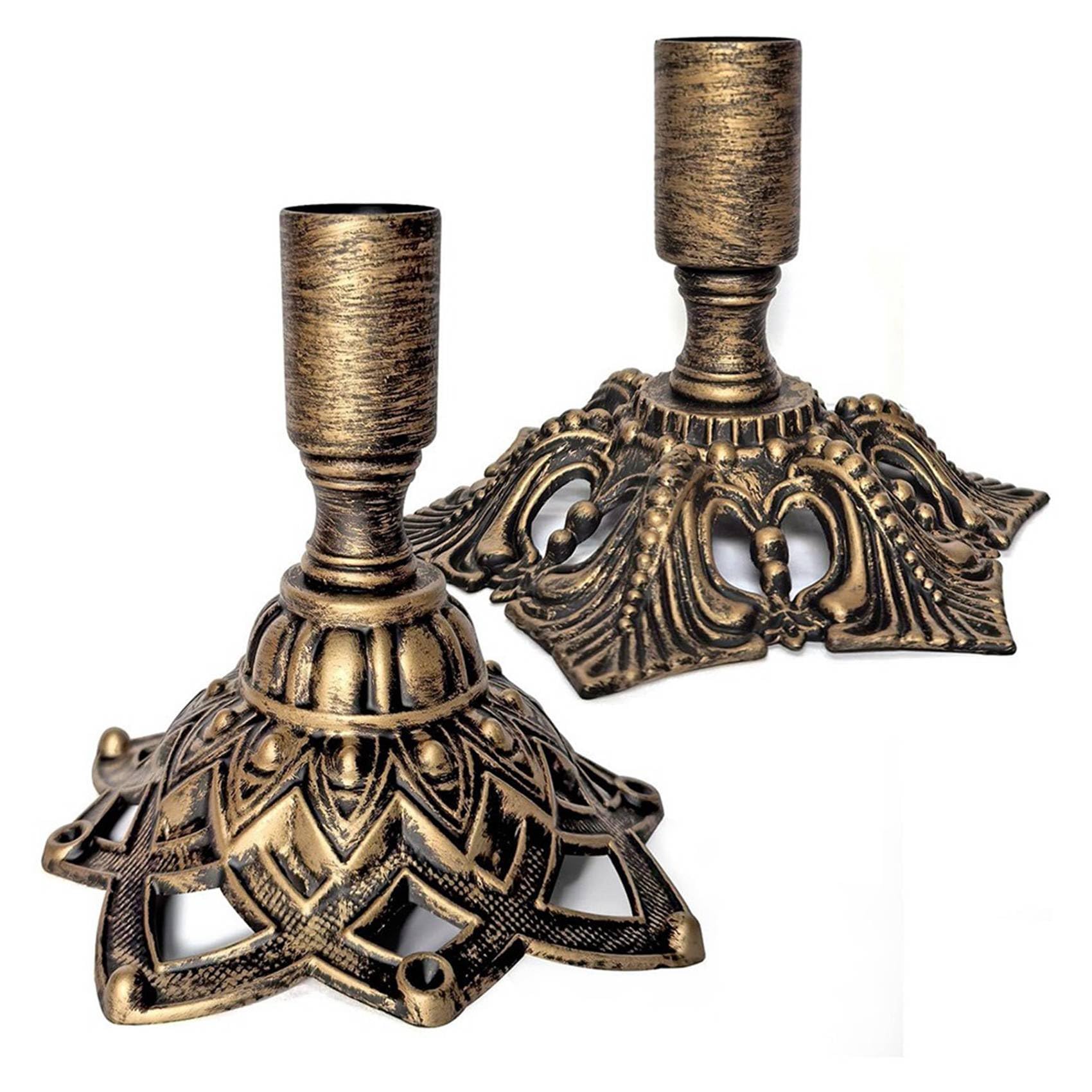 Fivetwofive 2pcs Candlestick Holders,Taper Candle Holder for Candlesticks Gold Brass Vintage Candle Metal Stick Candle Holders