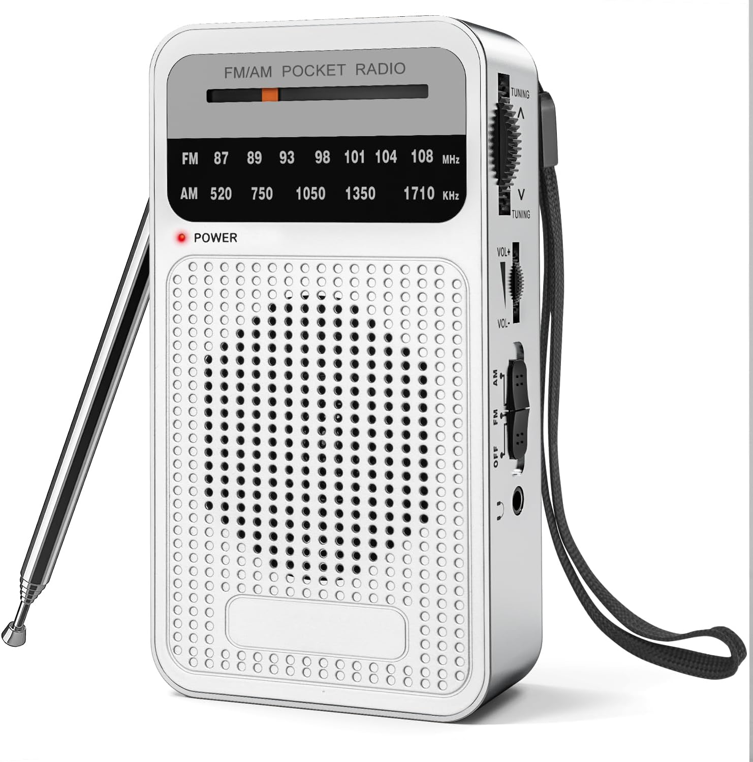 Portable Radio AM FM with Long Range Reception, Goodes Transistor Radio with Loud Speaker, Headphone Jack, 2AA Battery Operated for Indoor, Outdoor and Emergency Use - Silver