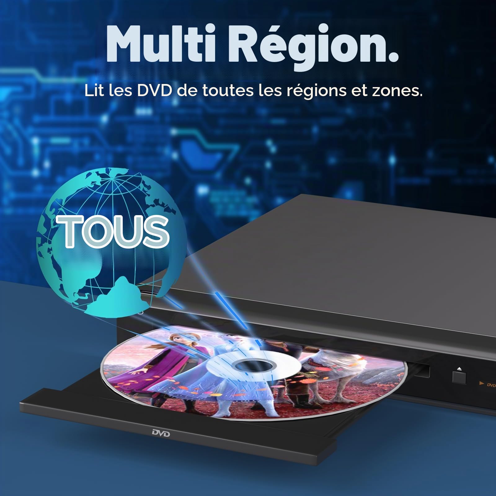 MEGATEK Lecteur DVD sans région pour TV avec HDMI et mise à l'échelle 1080p