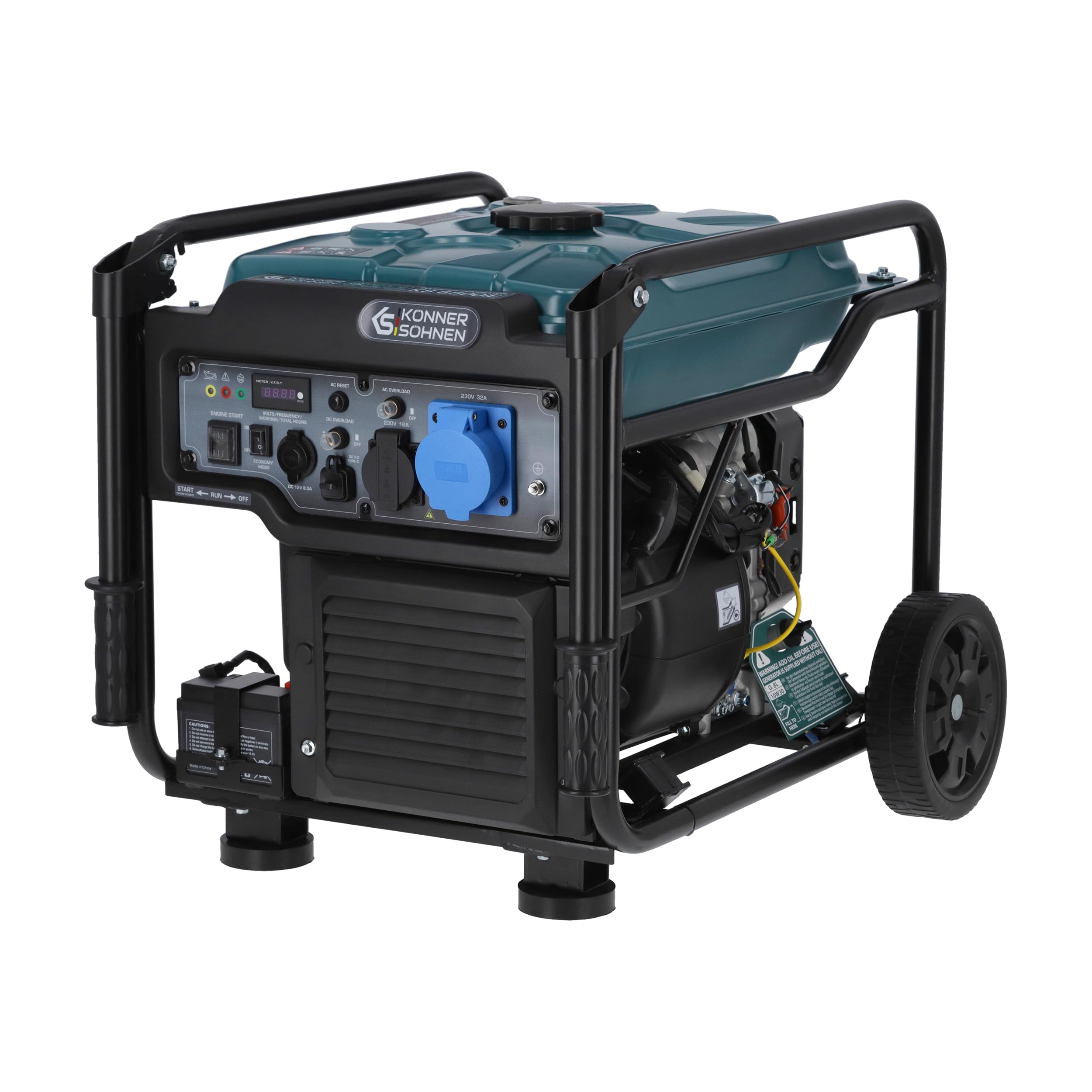 K&S Könner&Söhnen KS 6500iE generator inwertorowy 6500 W, z rozruchem elektrycznym, trybem ekologicznym, wyświetlaczem LED | agregat prądu awaryjnego do wrażliwych urządzeń do domu, na budowę