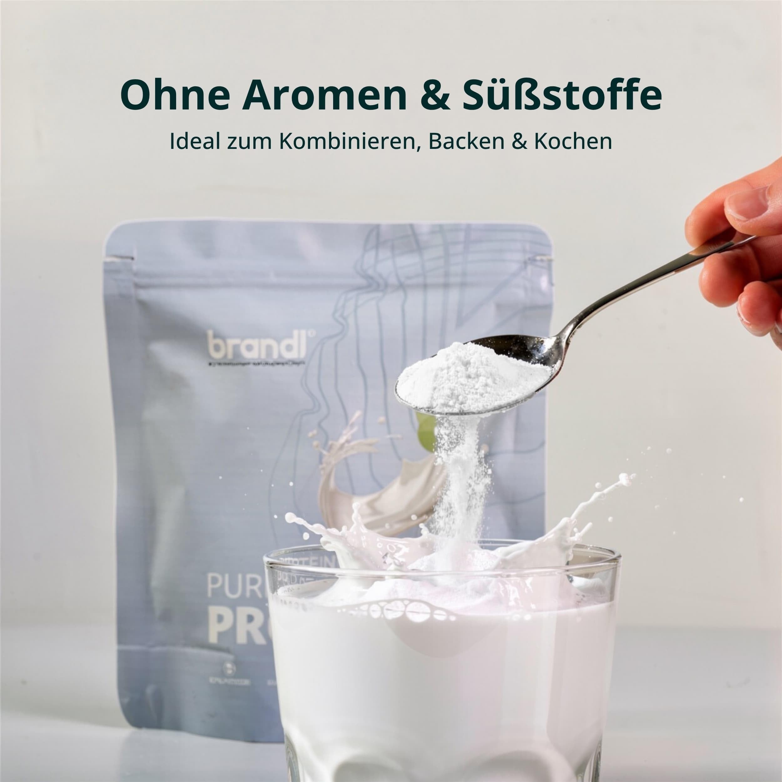 Veganes Proteinpulver Pure - 30g Protein vegan pro Portion - Geschmacksneutral Protein Pulver 1000g - mit Eiweiß, löslich im Wasser, Smoothie oder Coffee - hochwertige vegan Proteinquellen von brandl®