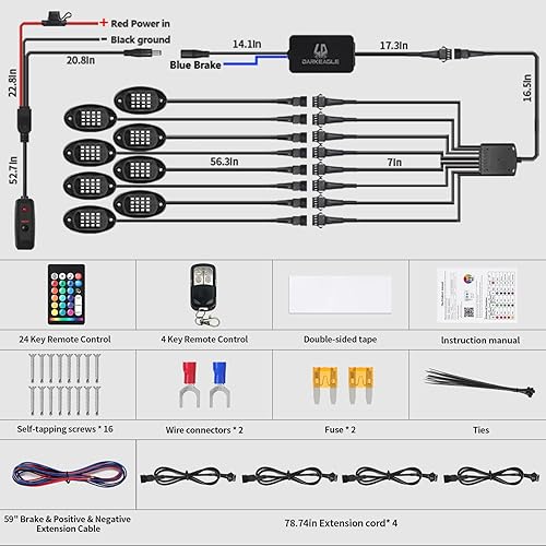 Miniatura 6 de Luces LED RGB de 8 vainas con control remoto APPRF, luces subterráneas multizonas, luces exteriores de neón, multicolor, 12 V, impermeables, para