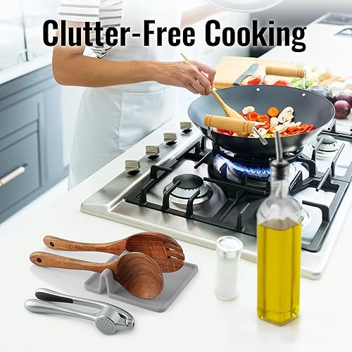 Miniatura 68 de Zulay - Soporte extragrande de silicona con bandeja antigoteo para múltiples utensilios de cocina, reposacucharas resistente al calor y sin BPA