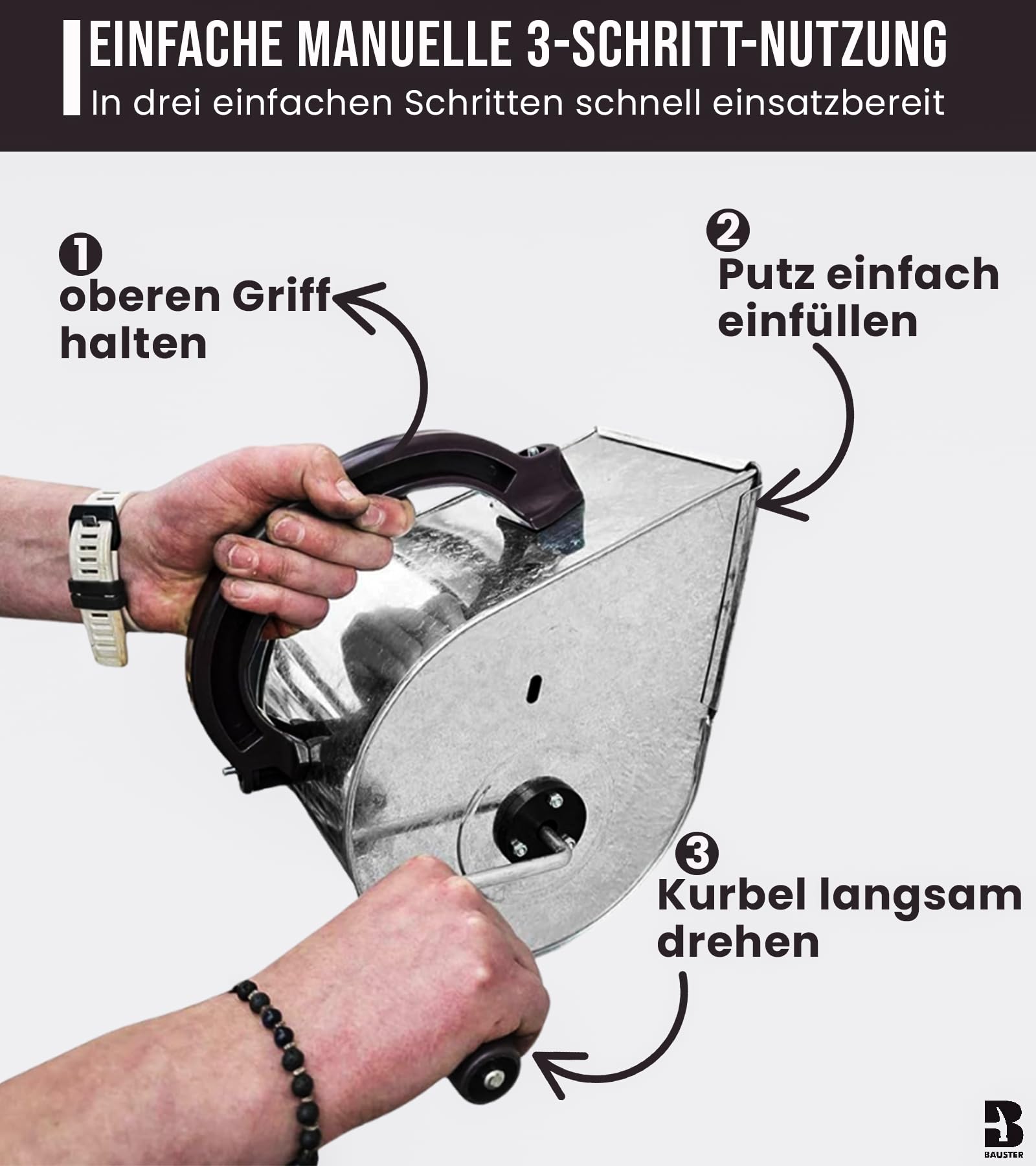 Handbetriebene Putzmaschine für Reibeputz | Strukturputz Spritzgerät | Manuelle Verputzmaschine für Wand & Fassade