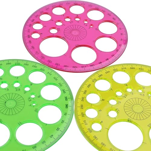 Vista 4 de Aylifu 3 piezas de plástico plantilla regla círculos dibujo plantilla geométrica herramienta multifunción para oficina escuela hogar 3