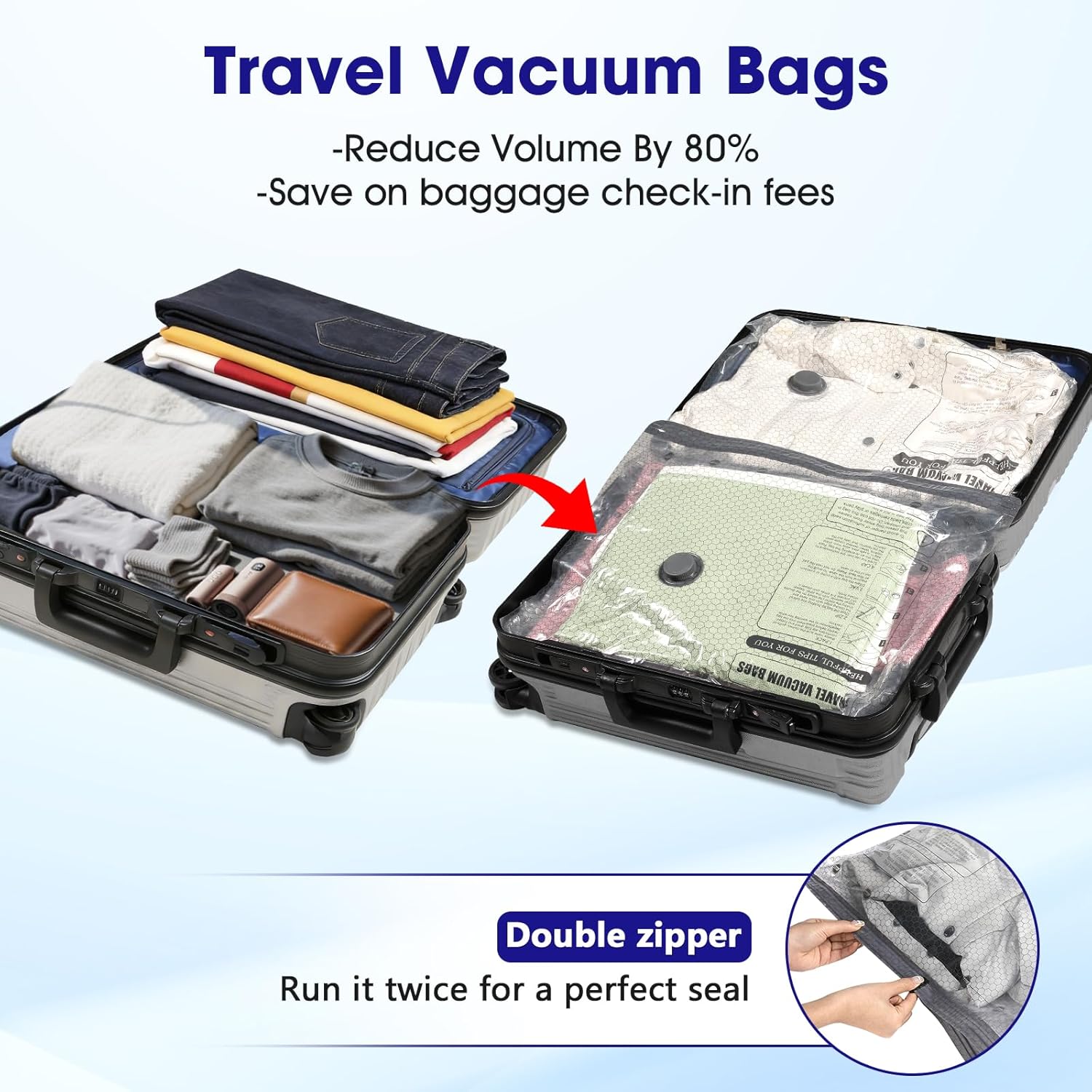 30 Pack Vacuum Storage Bags with Rechargeable Wireless Pump,10 Large 10 Medium 10 Small Space Saver for Travel Home Seasonal Storage Compression Packing Bags for Clothing Blankets