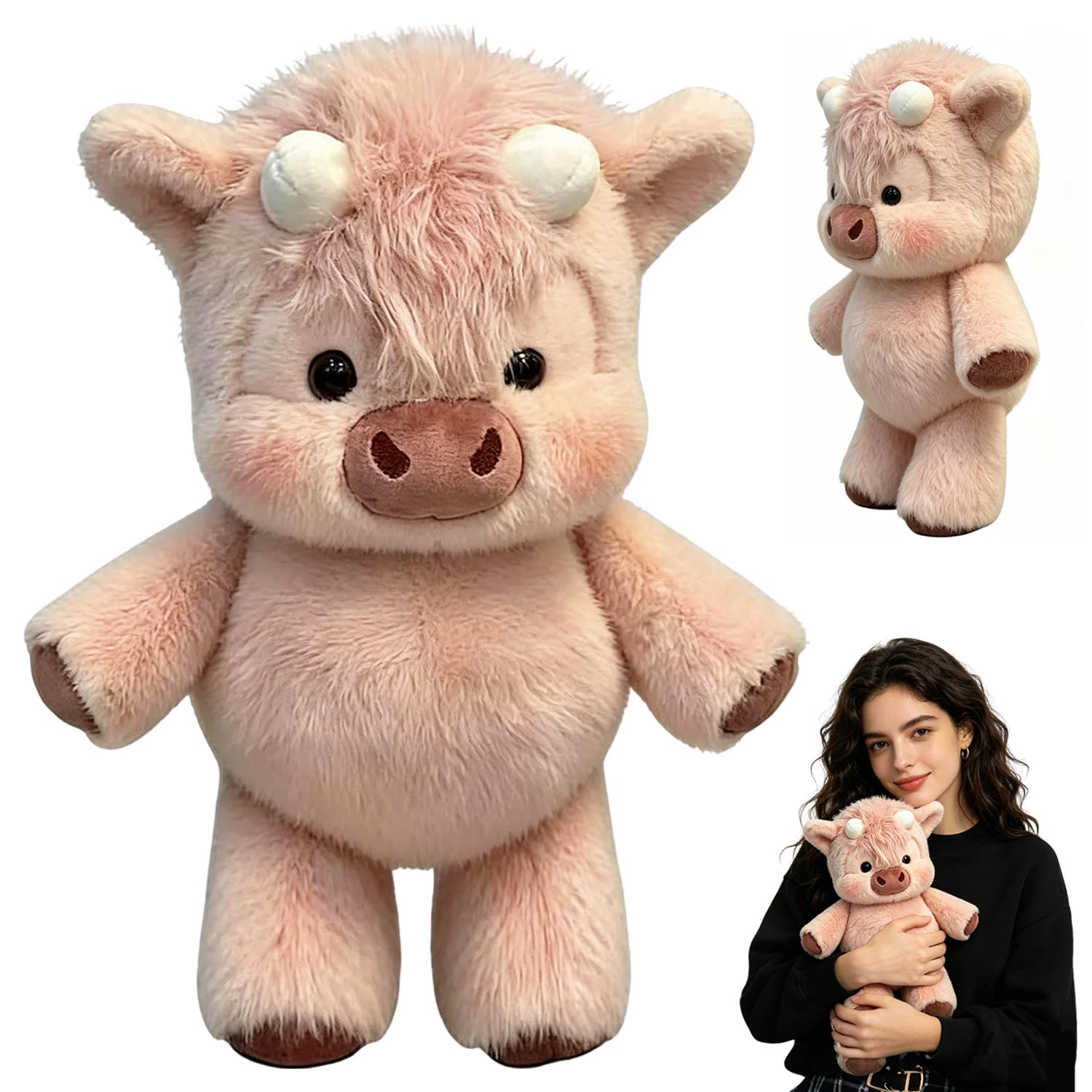 Peluche che Corre, 45cm Mucca Morbido Peluche, Plush Cow Stuffed Toy Soft, Peluche Highland Cow, Pupazzo Che Corre, Peluche Mucca Che Corr-e, Peluch-e Vitello Che C-orre, Per Ragazzi E Ragazze