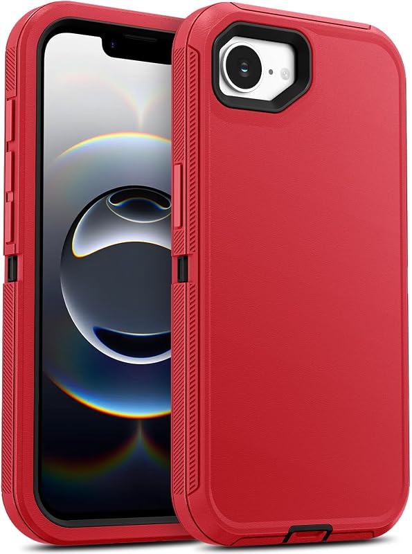 Jelanry for iPhone 16e 5G 2025 Case Heavy Duty Rugged Shockproof, Red/Black | Dual-Layer Armor Back Cover Dustproof Scratch Resistant Anti-Slip Grip Case for iPhone 16e for Outdoor Work Travel Daily Use