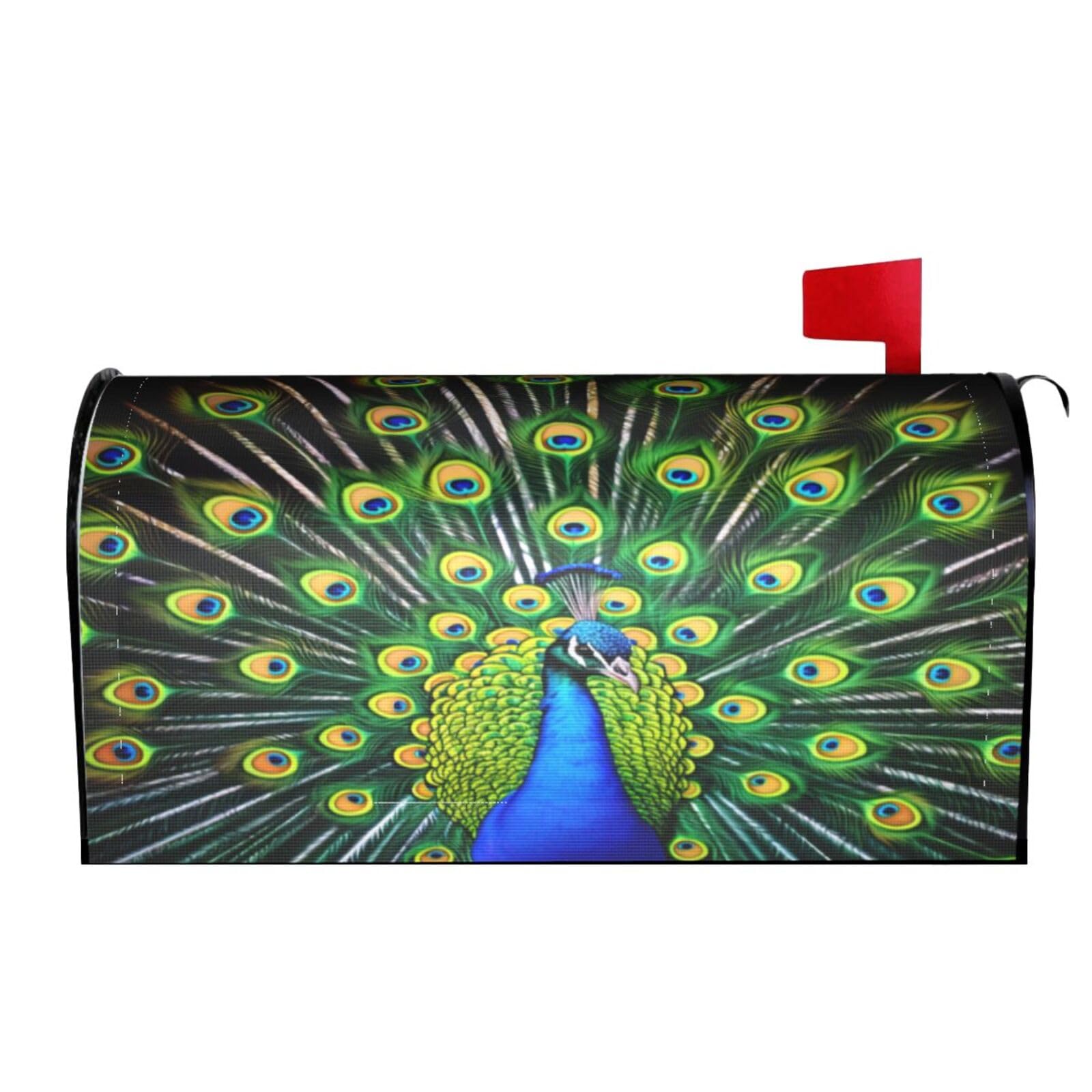 Peacock Feather Bird 03 Mailbox Covers Magnetic Wraps Post Letter Box Cover Garden Home Decor
