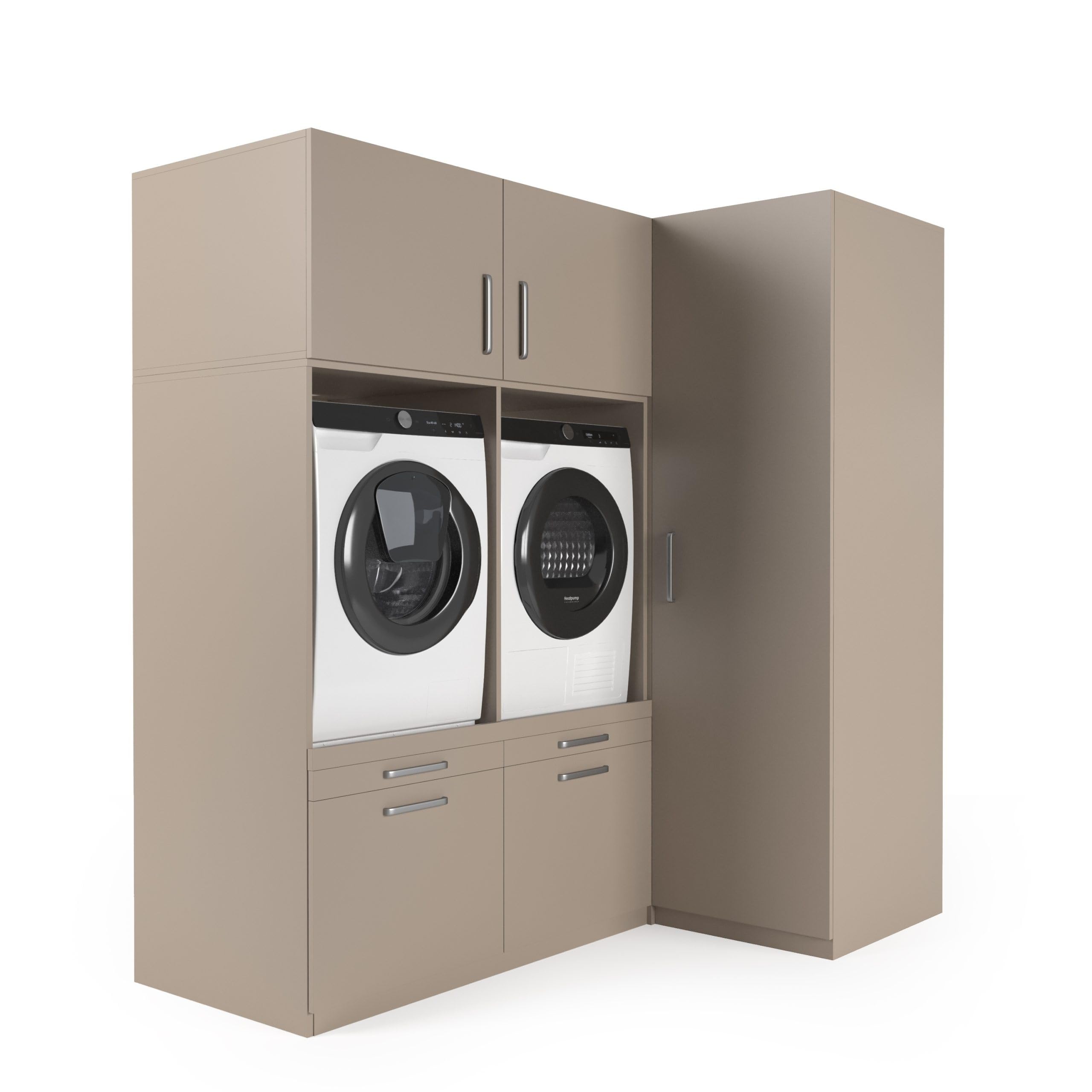 Lavadora Gabinete Bern - Lavadora elevadora - Conversión a máquina - 700(D)*2030(B)*2110(H) mm - Gris pardo - Diseño ergonómico y elegante, que ahorra espacio y es fácil de colocar
