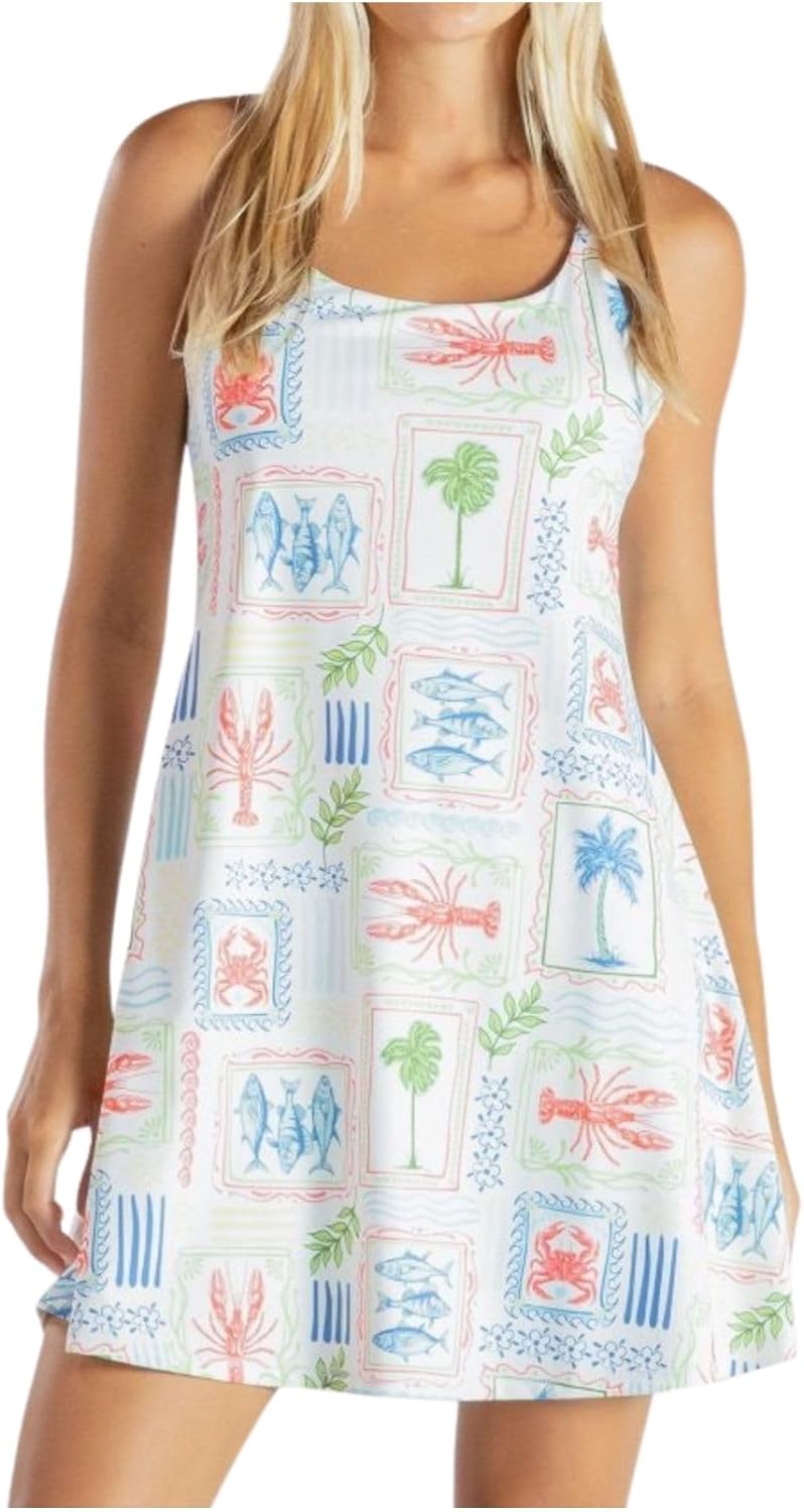 Simply Southern Women's UPF Tank Dress with Inner Shelf Bra, Interior Shorts with Pockets, UPF 50 Sun Protection