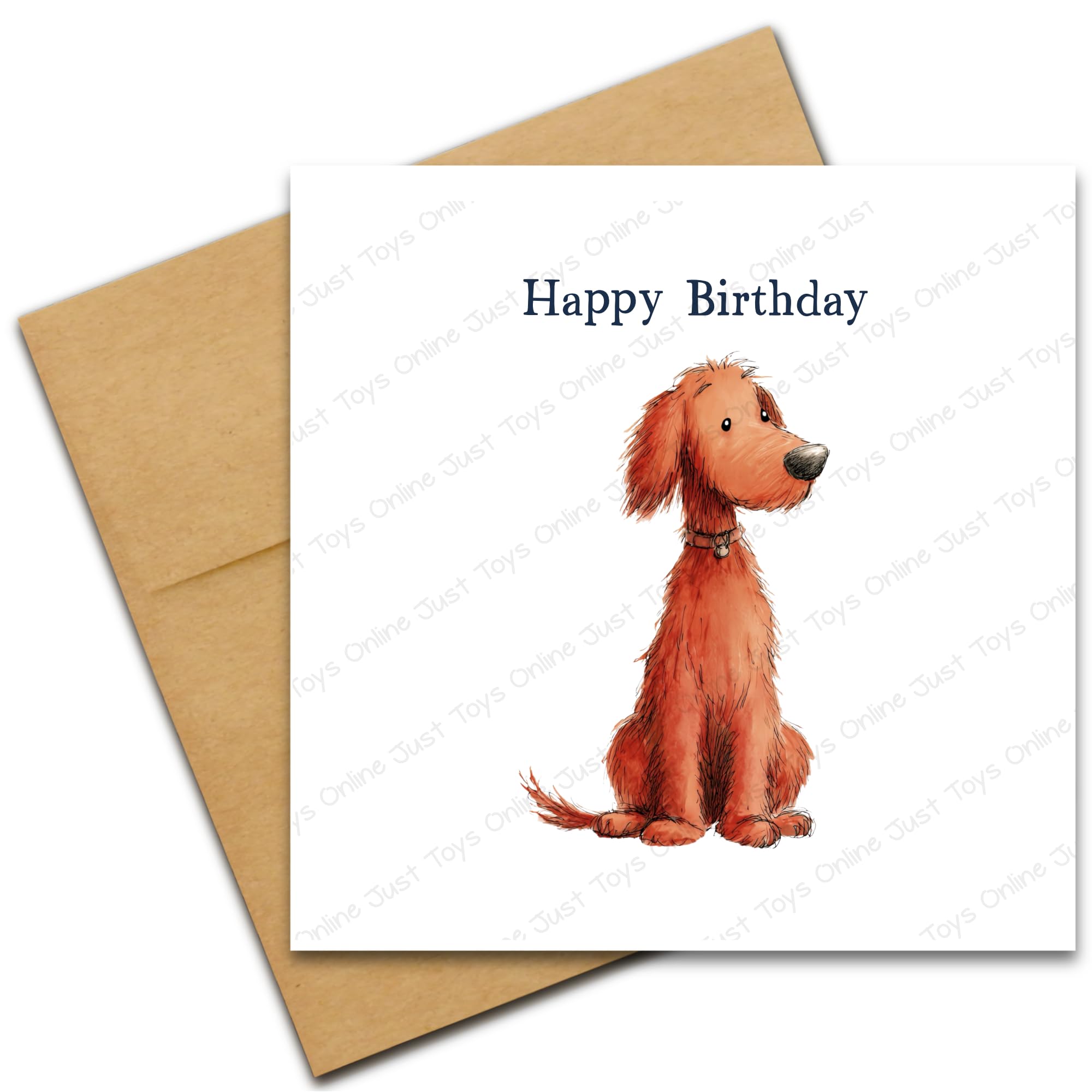 Red Setter Birthday Card - Irish Setter Dog Lover Happy Birthday Card - Cartoon Doodle Cute Pet Dog Breeds