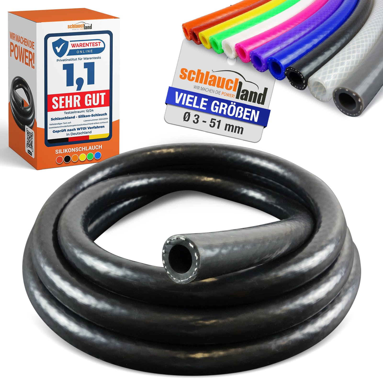 1m Silikonschlauch VARIO ID-Ø 19mm schwarz 200°C | GROSSE AUSWAHL | Unterdruckschlauch Vakuum Druck Schlauch Kühlwasserschlauch Kühler Kühlmittel Druckluft Silikon Gewebe Gummi flexibel| PREMIUM