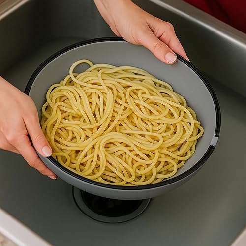 Miniatura 5 de Escurridor de grasa y colador de alimentos (gris) Colador de silicona resistente al calor de alta calidad para tocino, carne molida, pasta y