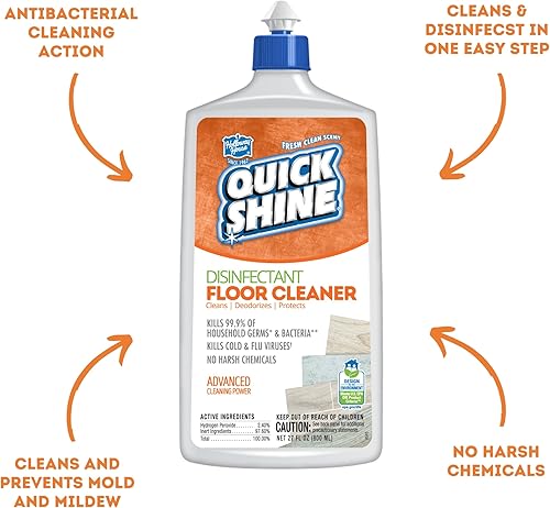 Miniatura 3 de Quick Shine Limpiador desinfectante para suelos de 27 onzas, paquete de 6 | Desinfectante a nivel hospitalario mata el 99.9% de gérmenes y bacterias