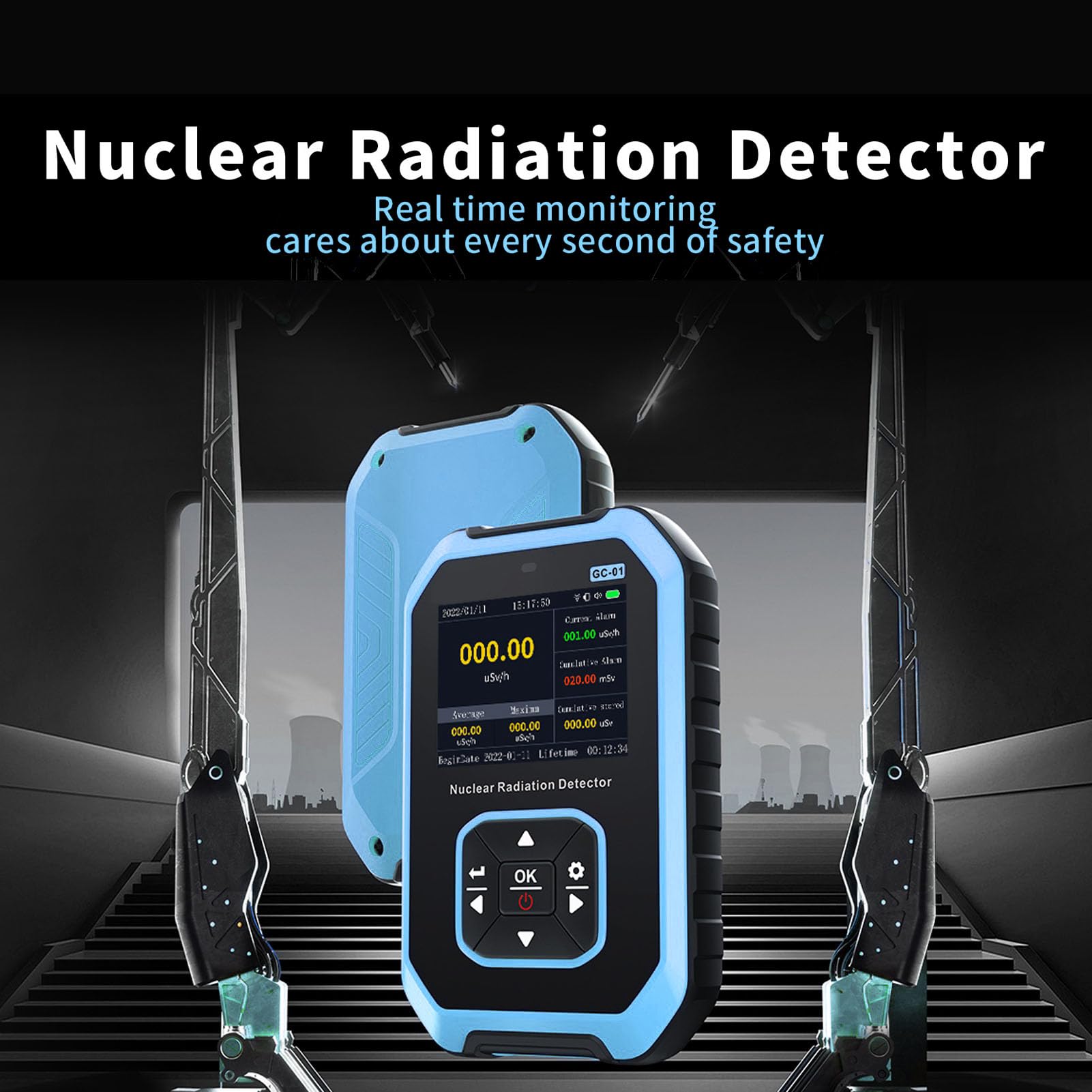 Geiger Counter Nuclear Radiation Detector, Portable Radiation Dosimeter, Beta Gamma X Ray Detection Meter, 3 Alarm Types, Nuclear Radiation Detector Device with LCD Display