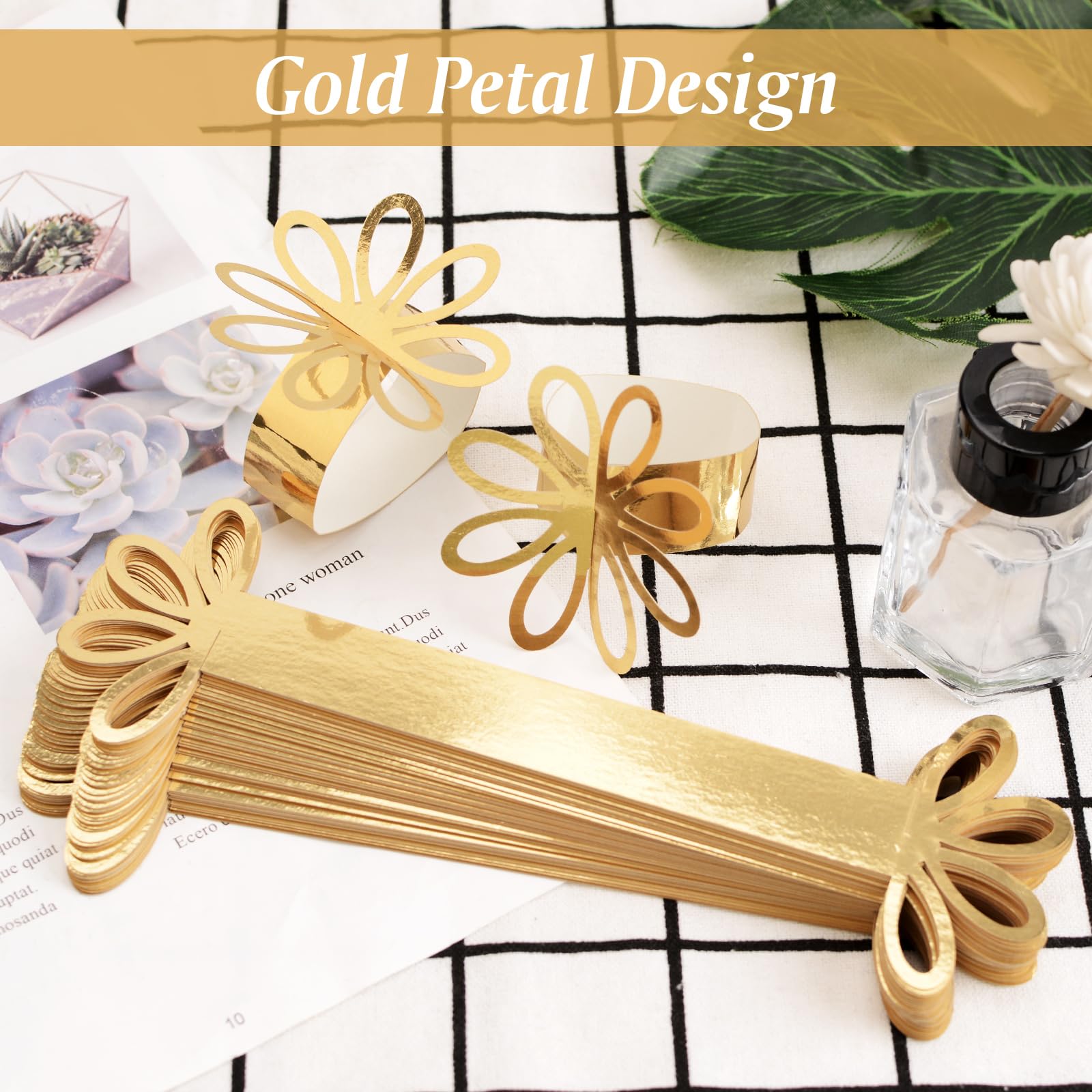 URROMA Gold Paper Napkin Rings – 50 Pack, Disposable, For Weddings & Events - View #10