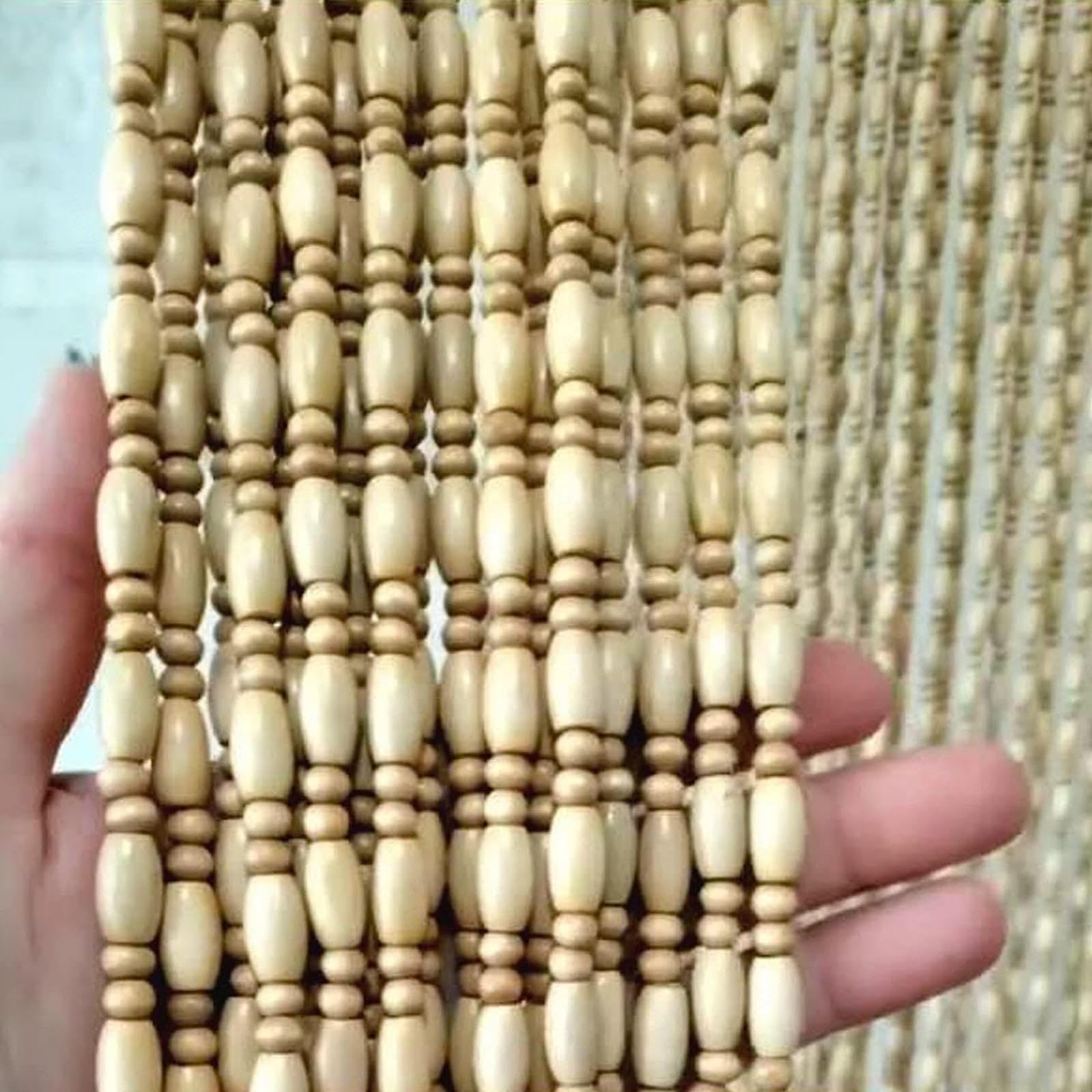 Jolan Rideaux De Porte en Perles,Rideau De Porte Perles Bois Naturel,Panneaux De Séparation De Décoration,Rideaux Anti Mouche Suspendue,Rideaux en Perles Brins Faits À La Main,W×H-45strands(90×210cm)