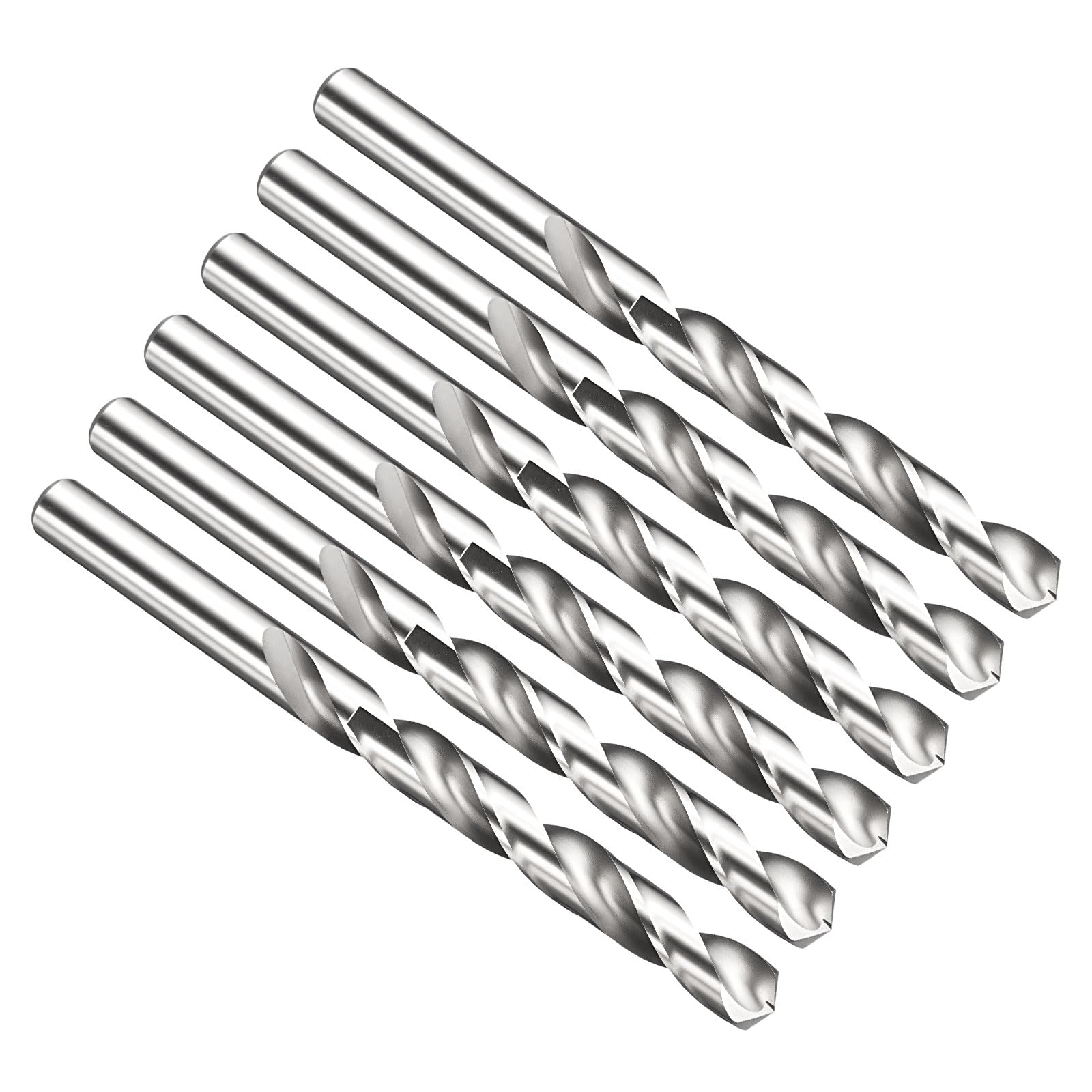 PATIKIL 9mm Drill Bit, Jobber Straight Shank M2 High-Speed Steel 135ยฐ Uncoated Bright for Stainless Steel Medium Hard Metal - 6 Pack