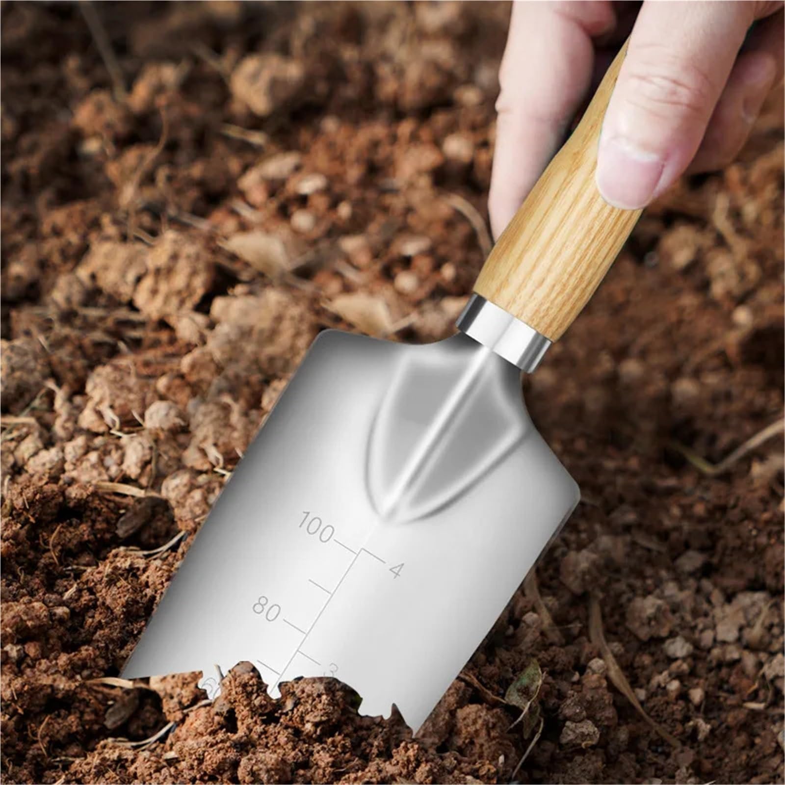 Handgabel Gartenwerkzeug-Set: Schaufel for Graben, Gartenkelle for Rasenmähen, Spaten aus Edelstahl mit Holzgriff for, Jäten und Pflanzen