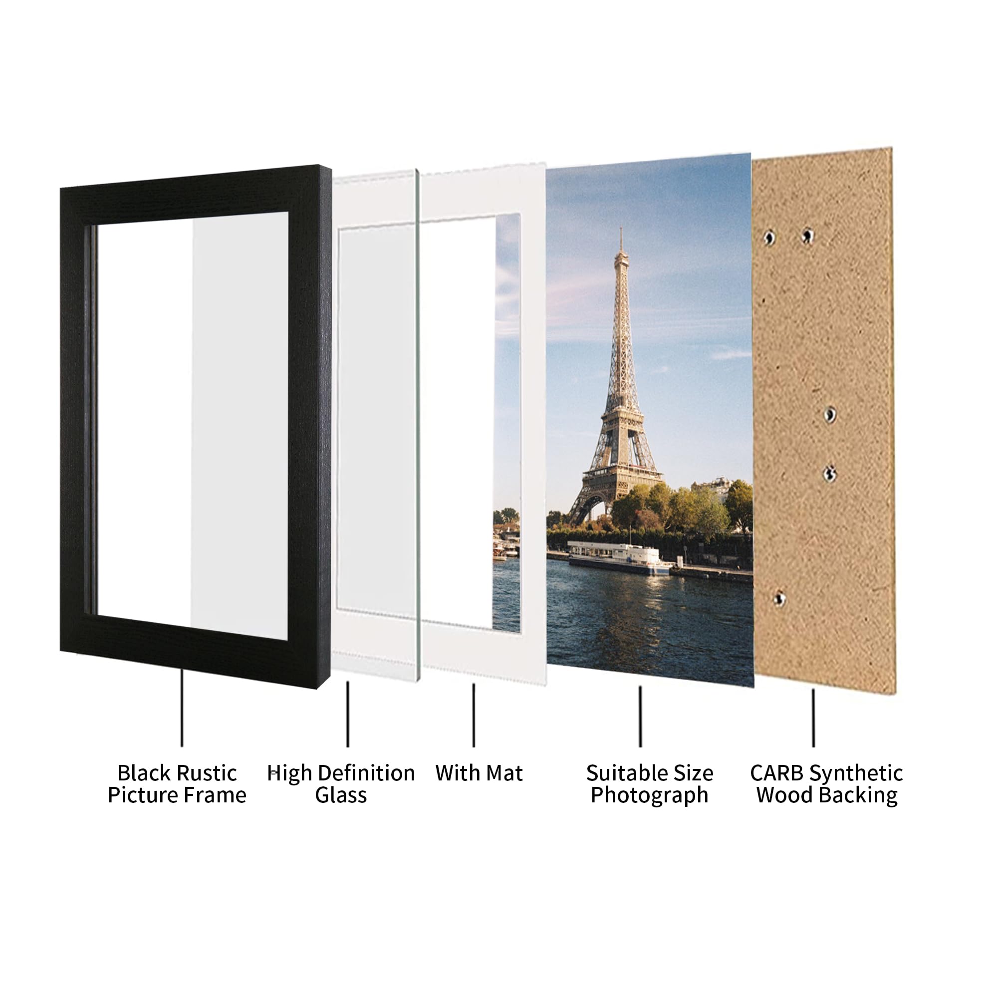 12er Set Bilderrahmen 28x35 Cm – Schwarz, Mit Passepartout, Aus Kunststoff/Plexiglas