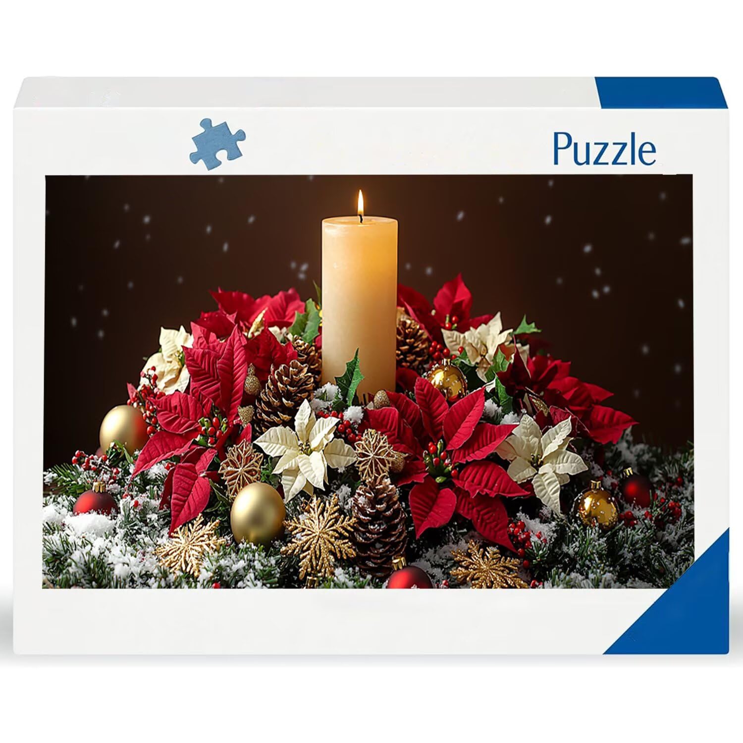Puzzle dla dorosłych 1100 sztuk, Boże Narodzenie ze świecami Puzzle, trudne, wyzwanie, puzzle idealnie pasują, napis na plecach, bez pudru, prezent dla osób starszych (87x42 cm) v618