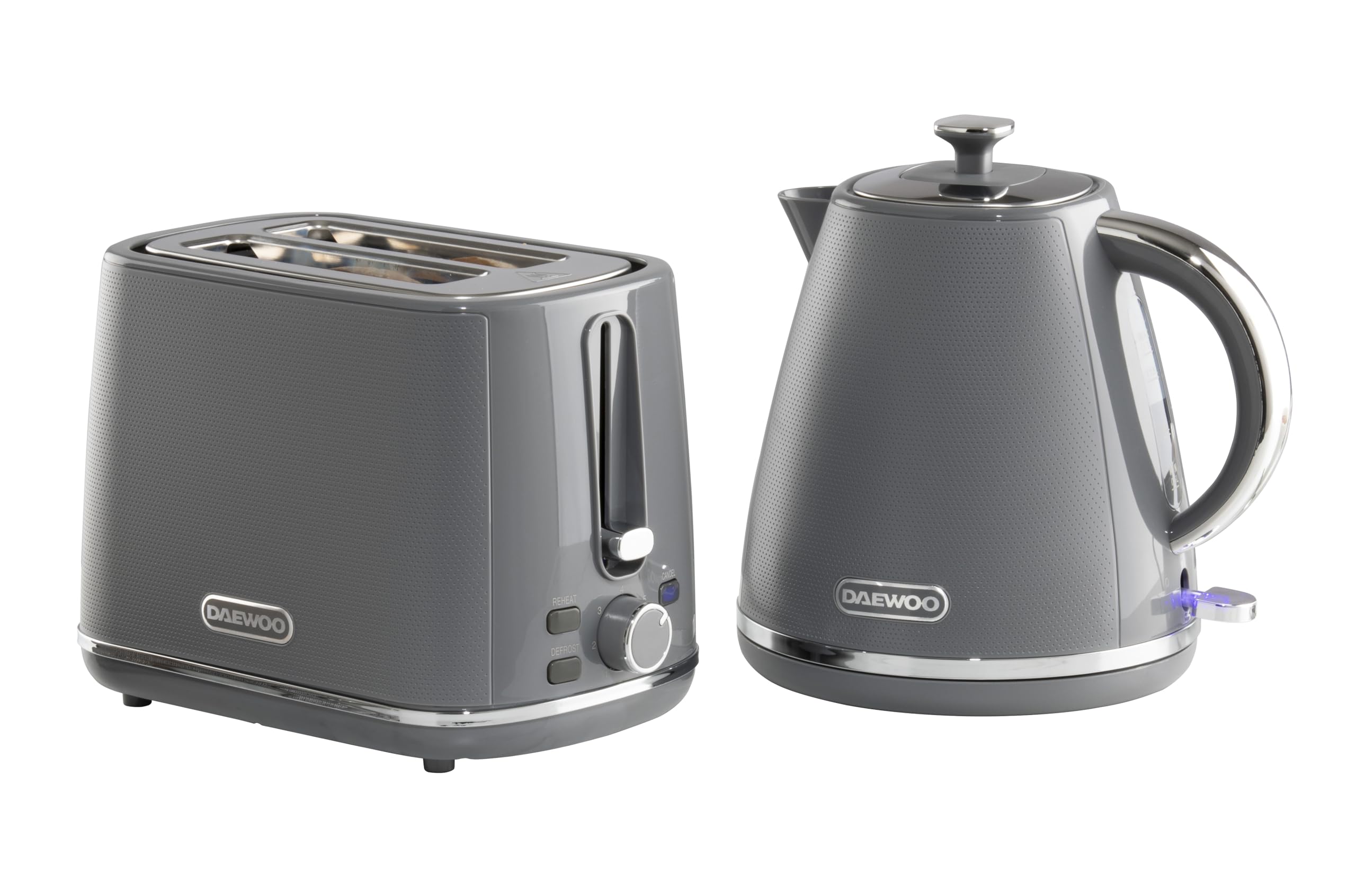 Daewoo Stirling, Pyramid Kettle & Toaster Set, Grey