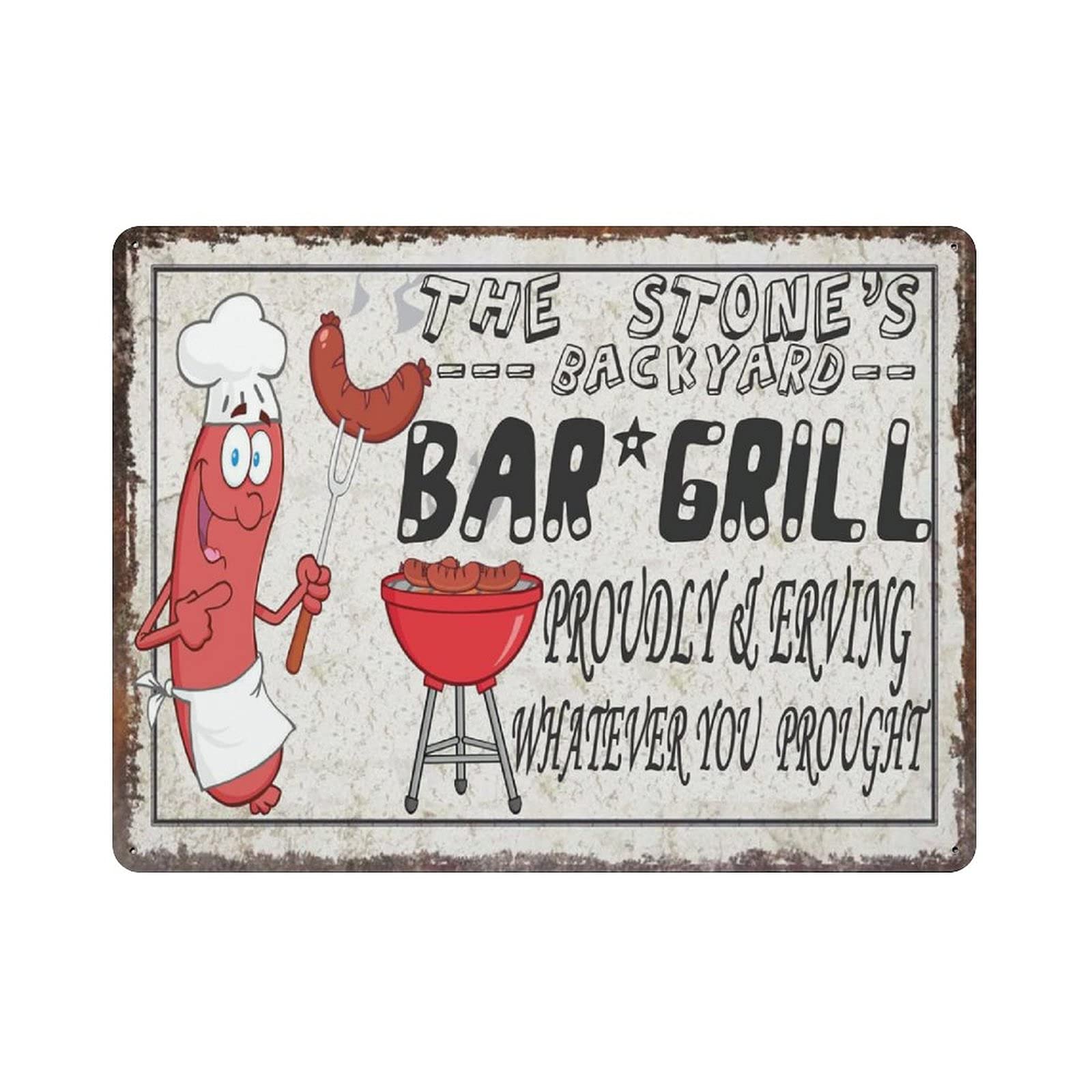 rayprint Backyard Bar & Grill Retro Tin Sign Party Farm Wall Decoration Iron Painting Metal Plate Gifts Idea 12x16in (30x40cm)