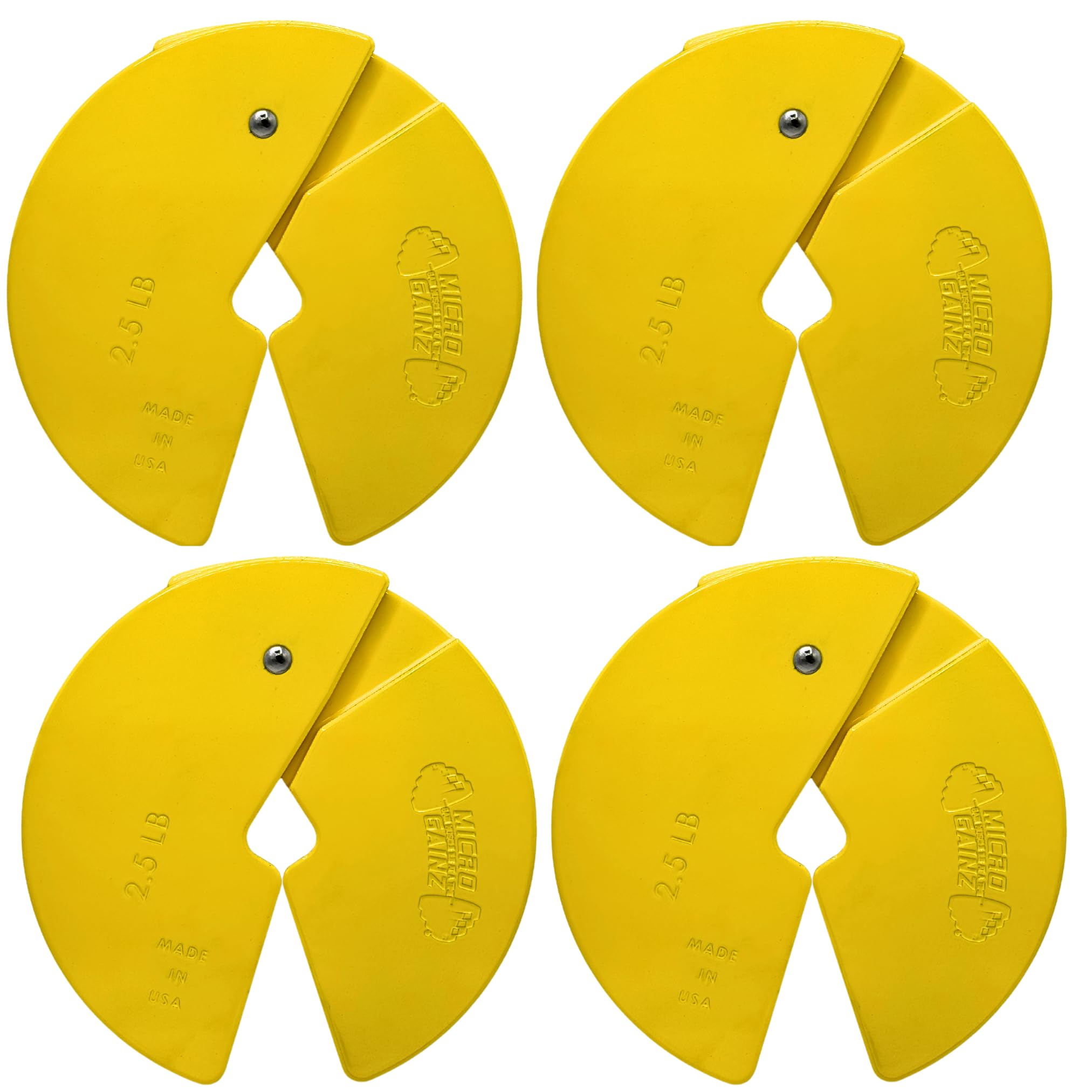 Micro Gainz 2.5LB Dumbbell Fractional Weight Plates, 4-Piece, Yellow