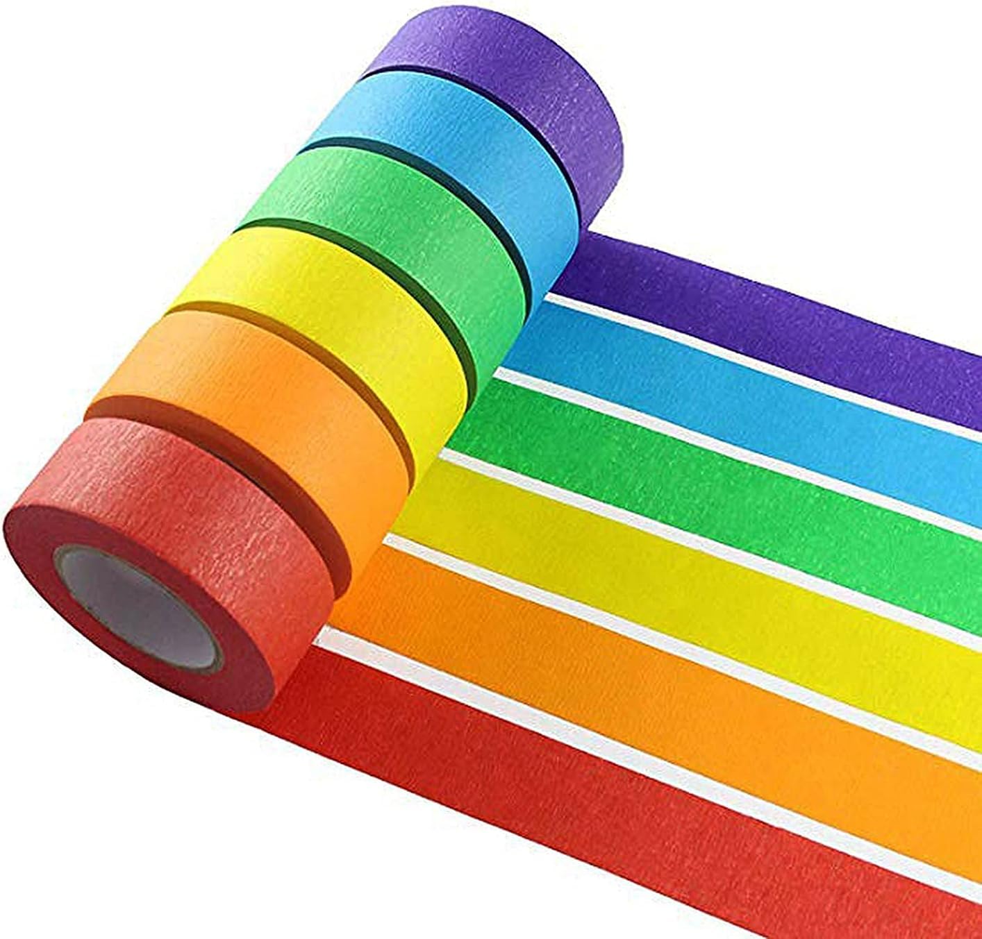 Elvyagod Color Masking Tape, Painter Tape, Art Tape, DIY Arts Crafts Labels And Color Coding Self-adhesive Rainbow Tape for Kids Teachers Painters Classroom, and Laboratory Identification Use 6 Rolls