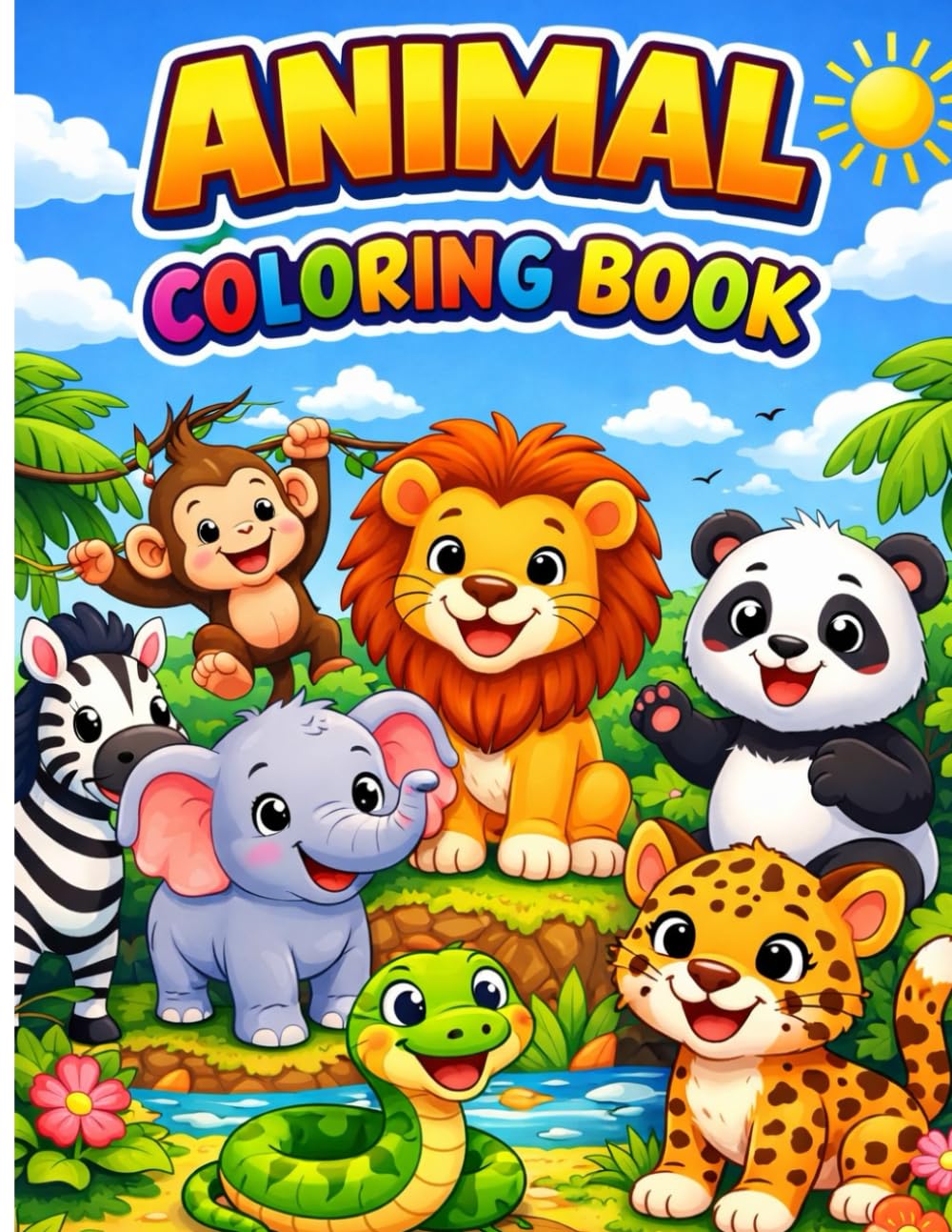 Animal Coloring Book for Kids: Fun & Cute Animals with Big, Easy Coloring Pages