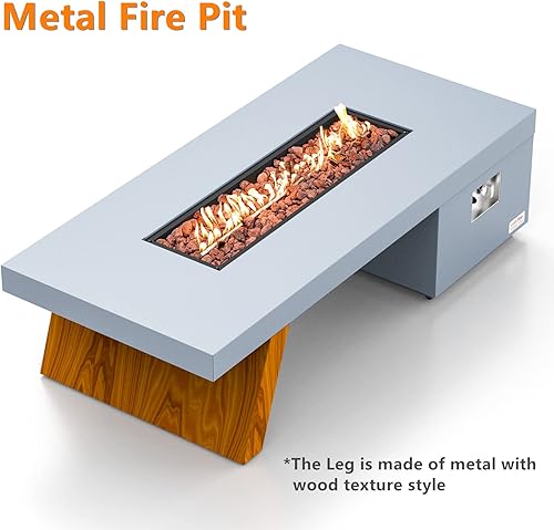 Miniatura 6 de Onlyfire - Mesa de fogata para exteriores de 60 pulgadas con rocas de lava y manguera de 12 pies, chimenea grande de gas propano, chimenea sin humo