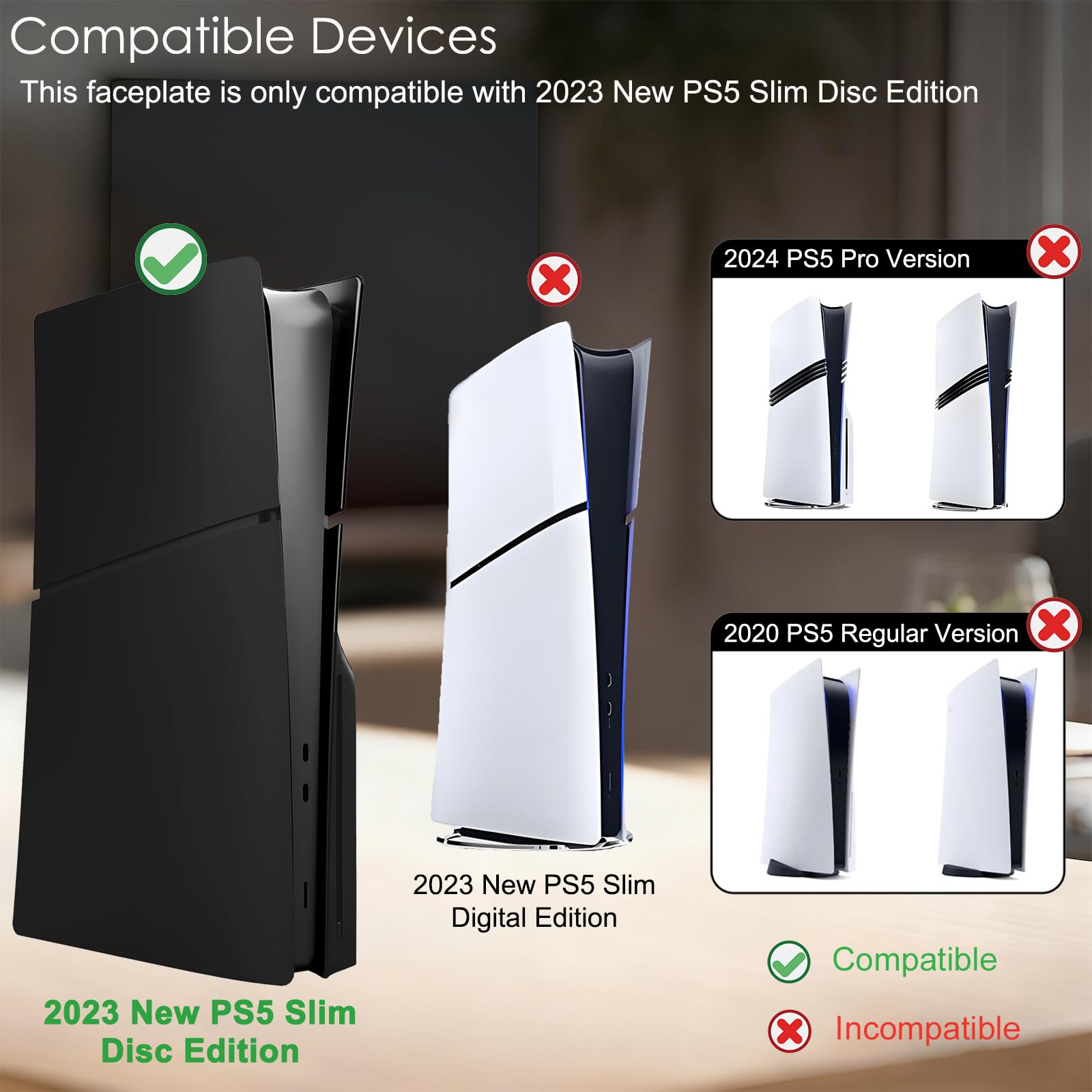 Placas frontales a prueba de golpes para PS5 Slim Disc Edition – Placa de repuesto mate de ABS duro para PlayStation 5, accesorio de consola de disco delgado, a prueba de polvo y antiarañazos, paneles