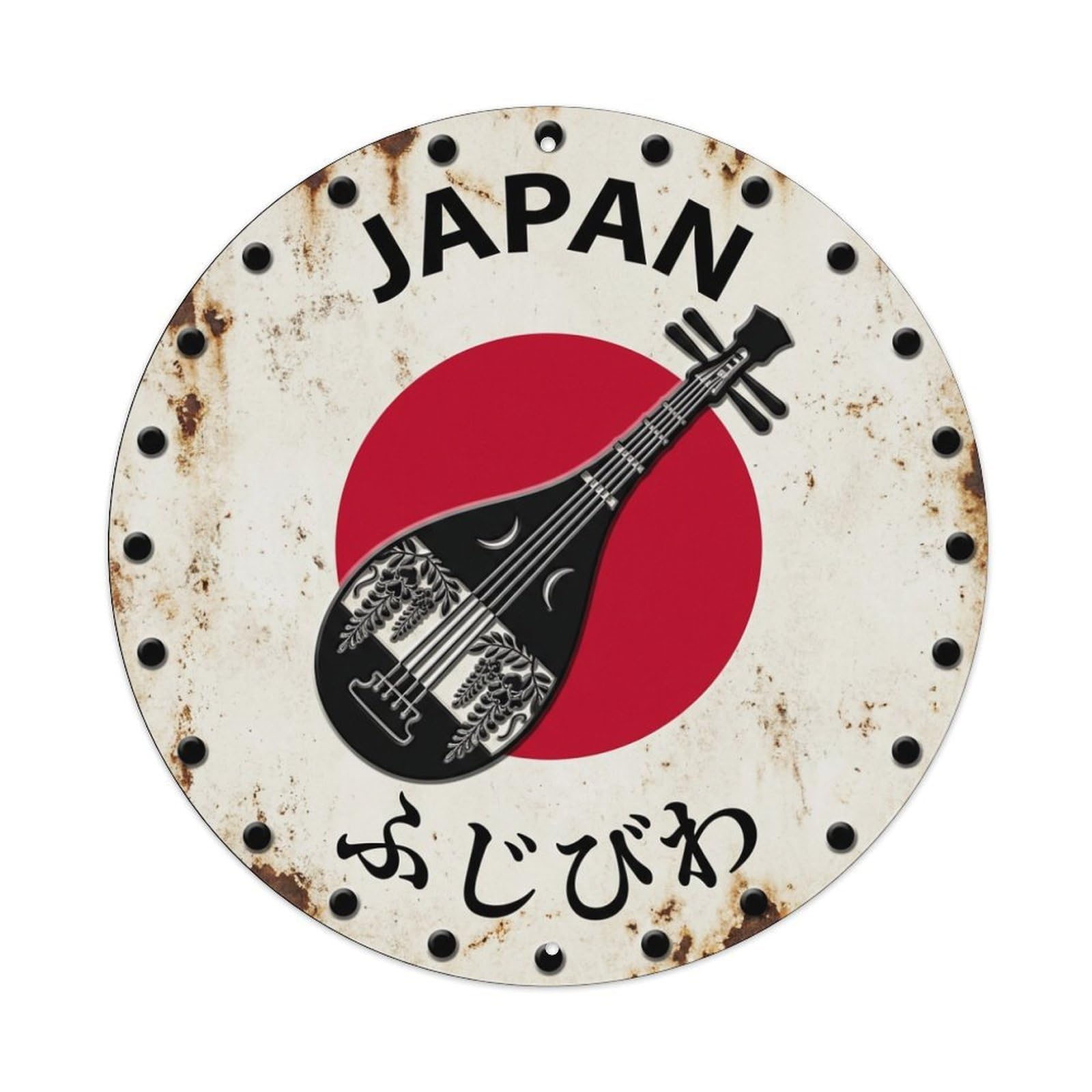 Galvaxio Style Wisteria Biwa Japan Hanging Flower Rustic Metal Tin Sign