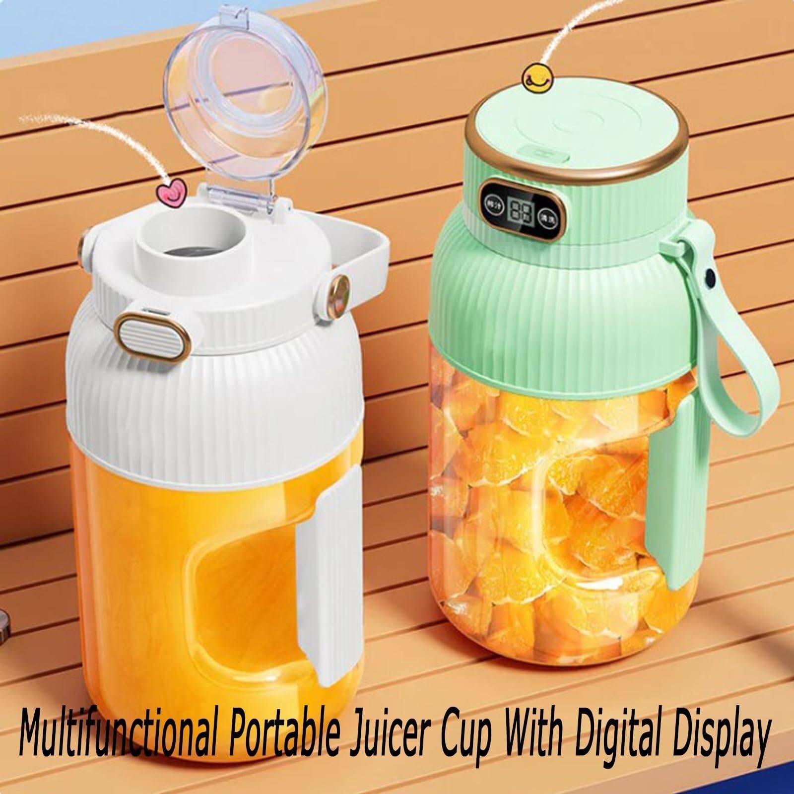 Wielofunkcyjny, przenośny mikser z wyświetlaczem cyfrowym, kompaktowa konstrukcja, kubek do sokowirówki z możliwością ponownego ładowania przez USB, do smoothie, na siłownię, do kuchni podróżnej
