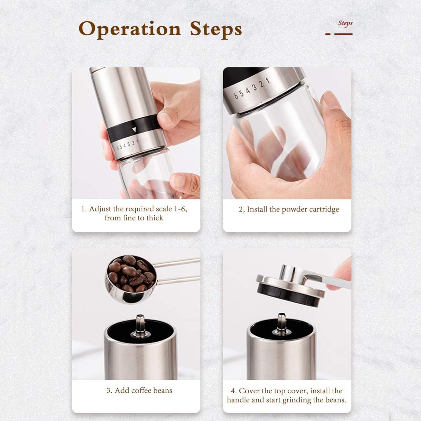 Hario V60 Manual Coffee Grinder - Adjustable Stainless Steel Hand Crank ...