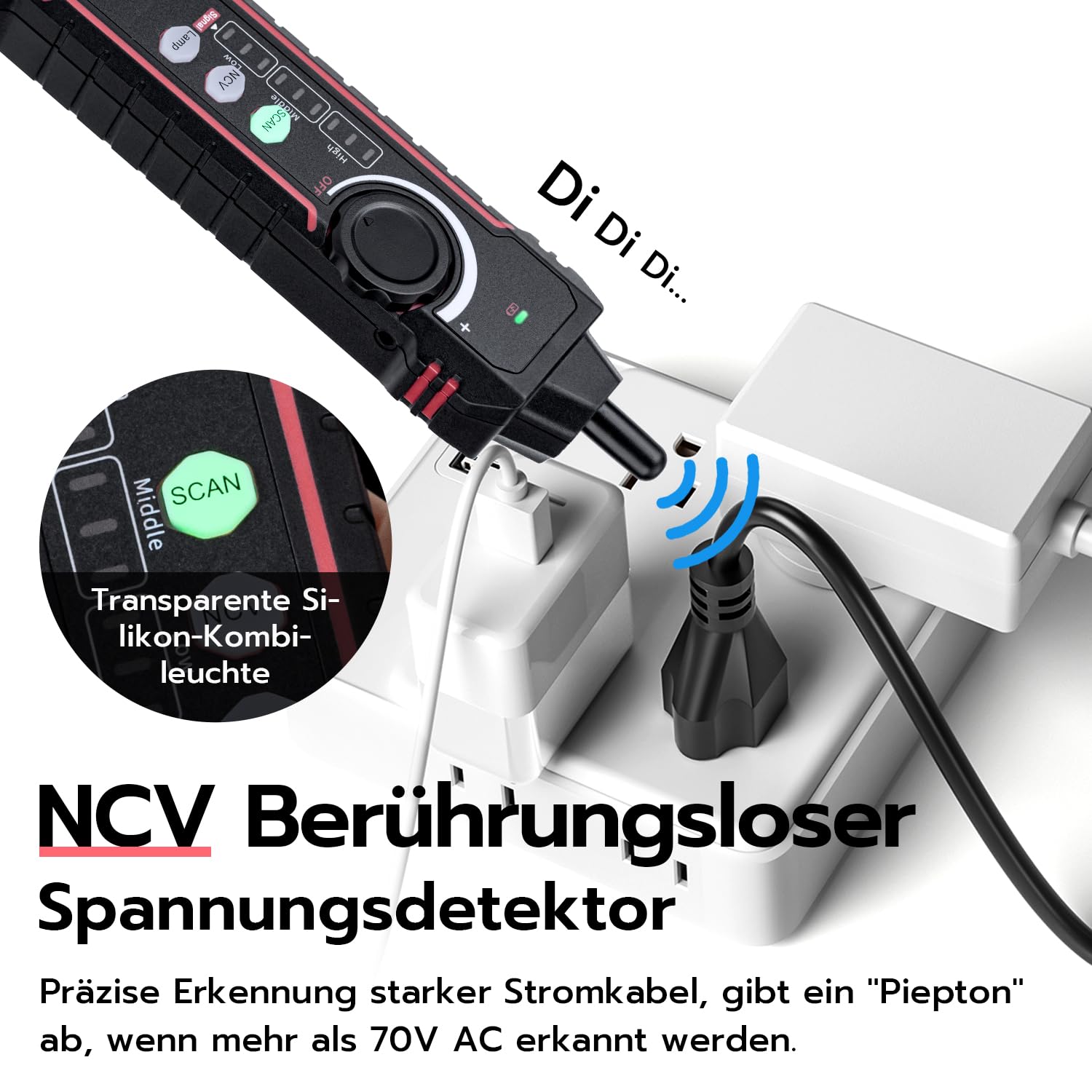 Mcbazel Netzwerk Kabeltester mit POE/NCV, Kabellängenmessung, Port-Blitz, Kabel Tracker