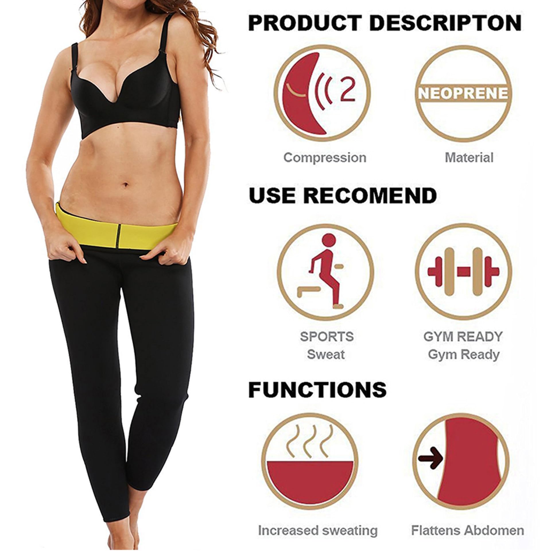 Pantaloni Sauna Dimagranti Donna, Leggings Anticellulite Vita Alta, Tuta per Sudare in Neoprene Pantaloni Snellenti Effetto Sauna per Yoga Corsa Palestra