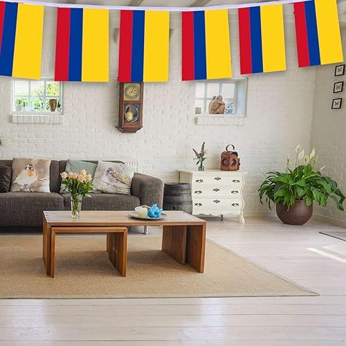 Miniatura 5 de MacLand 30 guirnaldas de bandera de Colombia, banderines colombianos de 32 pies, pancarta decorativa para decoración de patio interior al aire libre