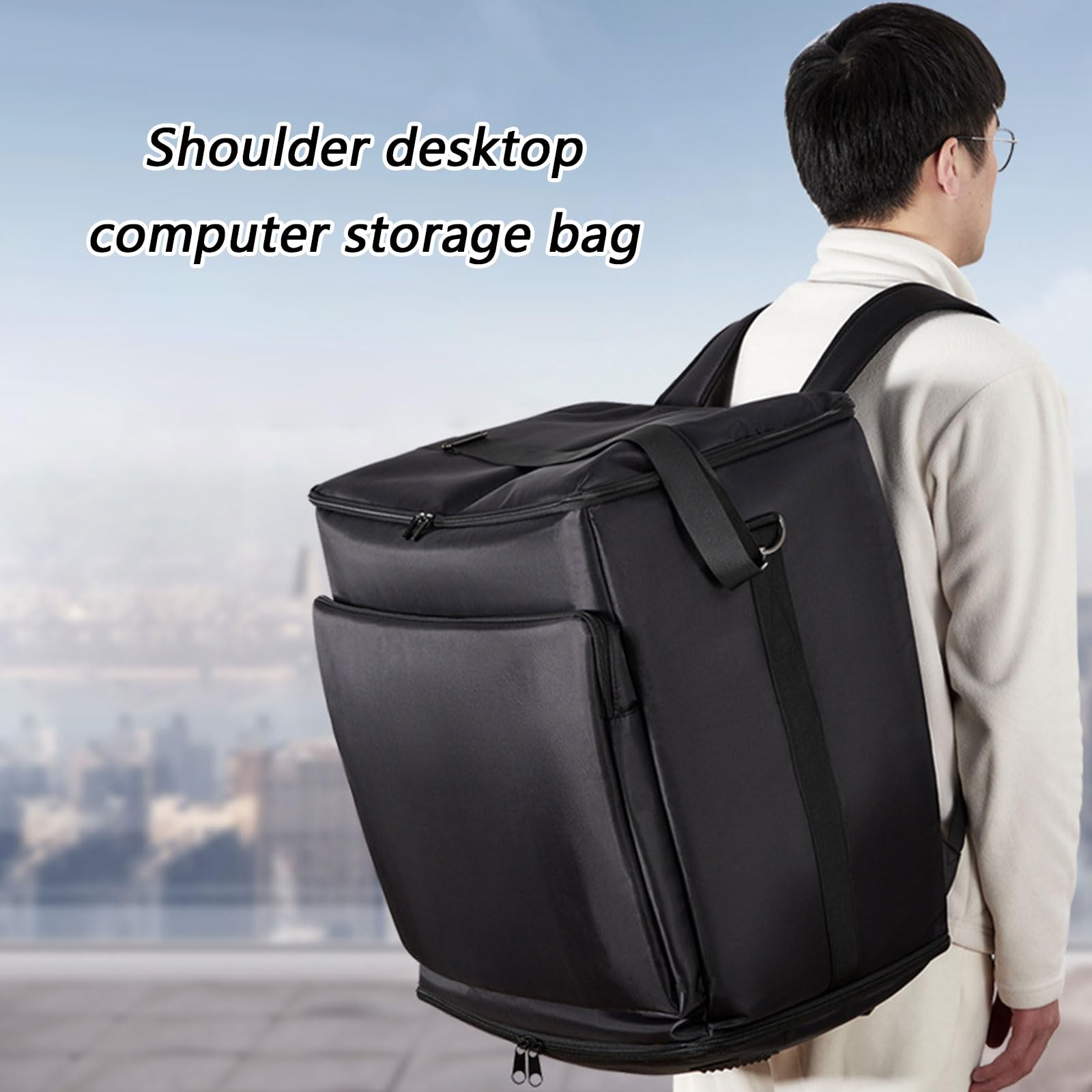 Custodia protettiva da viaggio con maniglia per computer desktop, telaio per tastiera, cavo di protezione, custodia protettiva da 24/27 pollici, 68,6 cm, Zaino