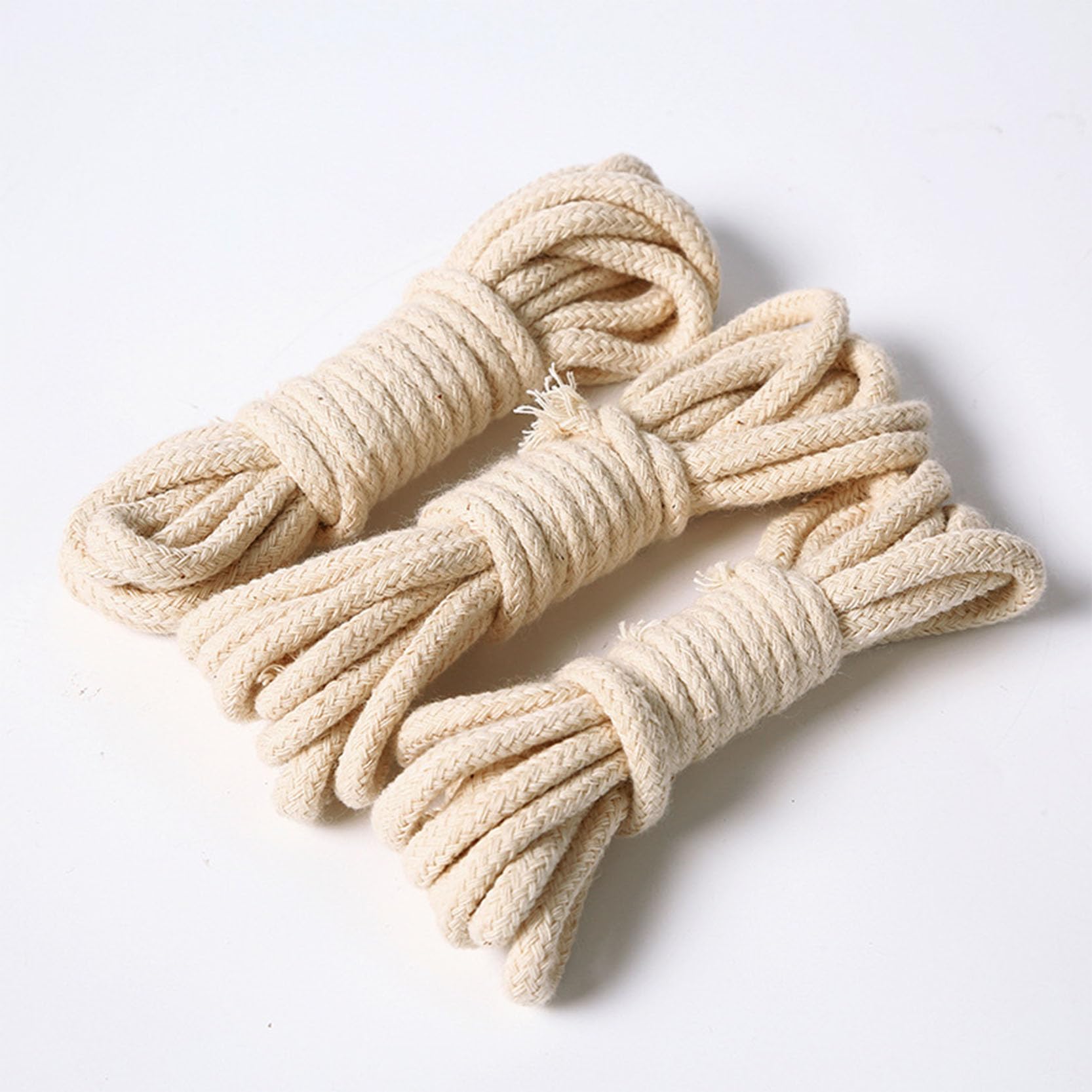 3 Paquetes de Cuerda de macramé de 3/4/5/6 mm, cordón de macramé de algodón Natural, Cuerda de algodón hilada con núcleo Suave Trenzado de 16 hebras para Colgar en la Pared,Beige-6mm~300m